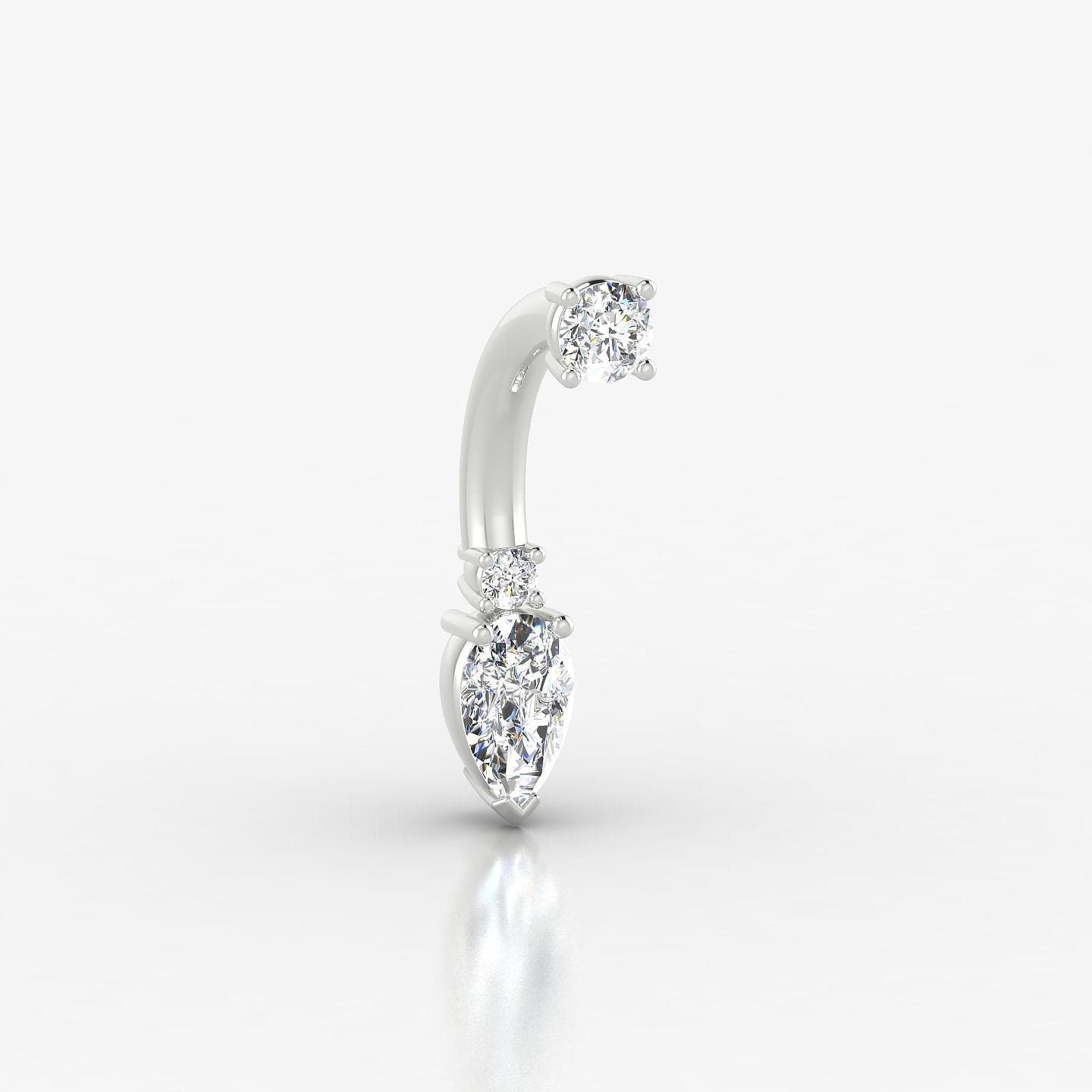 Skadi | 18k White Gold 10 mm 7 mm Diamond Navel Piercing