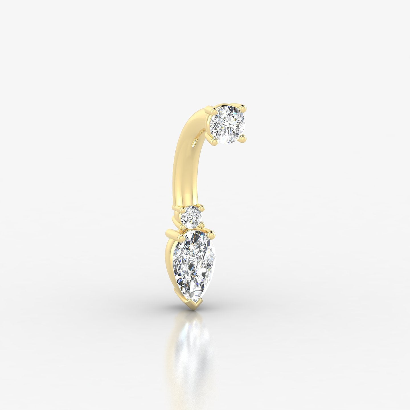 Skadi | 18k Yellow Gold 10 mm 7 mm Diamond Navel Piercing