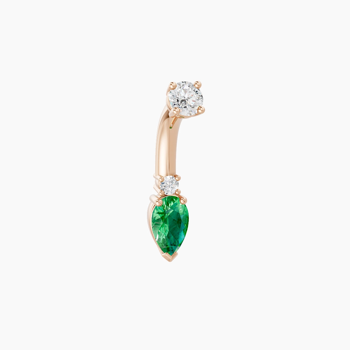Skadi | 18k Rose Gold 7 mm 6 mm Emerald & Diamond Belly Piercing