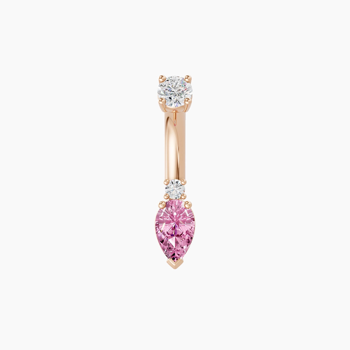 Skadi | 18k Rose Gold 7 mm 6 mm Pink Sapphire & Diamond Belly Piercing