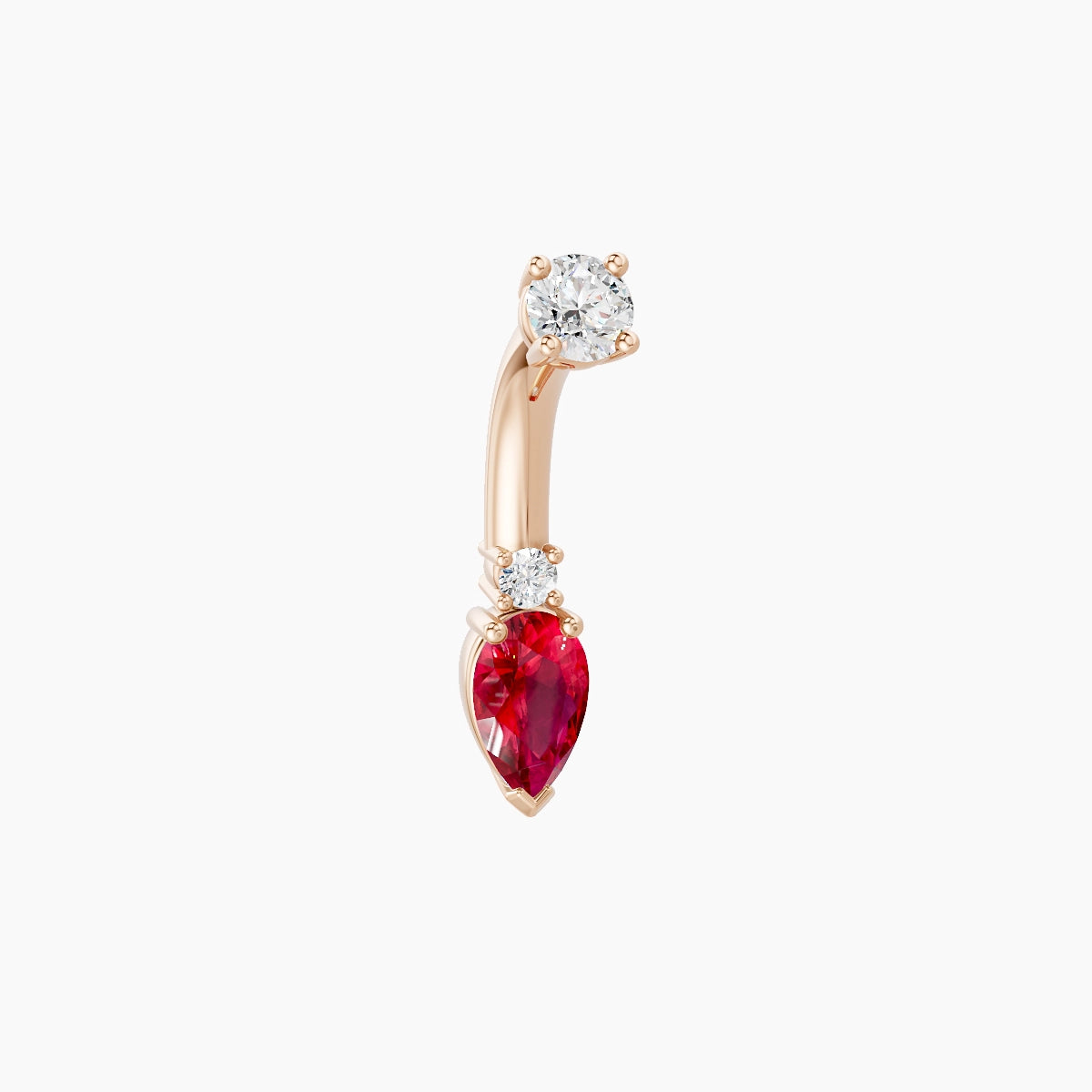 Skadi | 18k Rose Gold 7 mm 6 mm Ruby & Diamond Belly Piercing