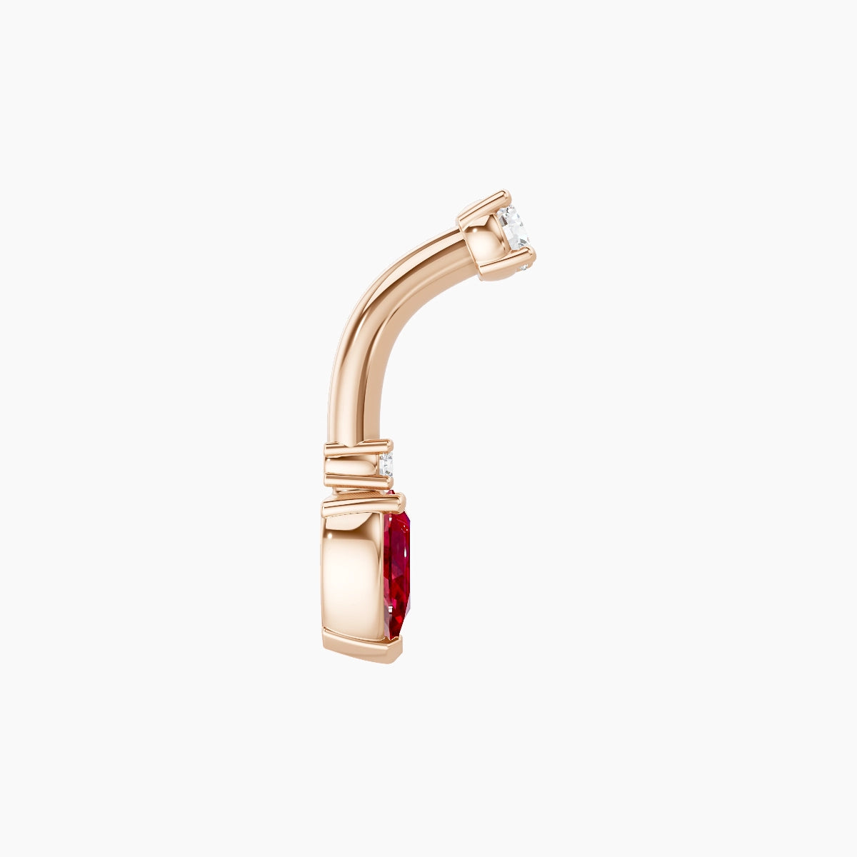 Skadi | 18k Rose Gold 7 mm 6 mm Ruby & Diamond Belly Piercing