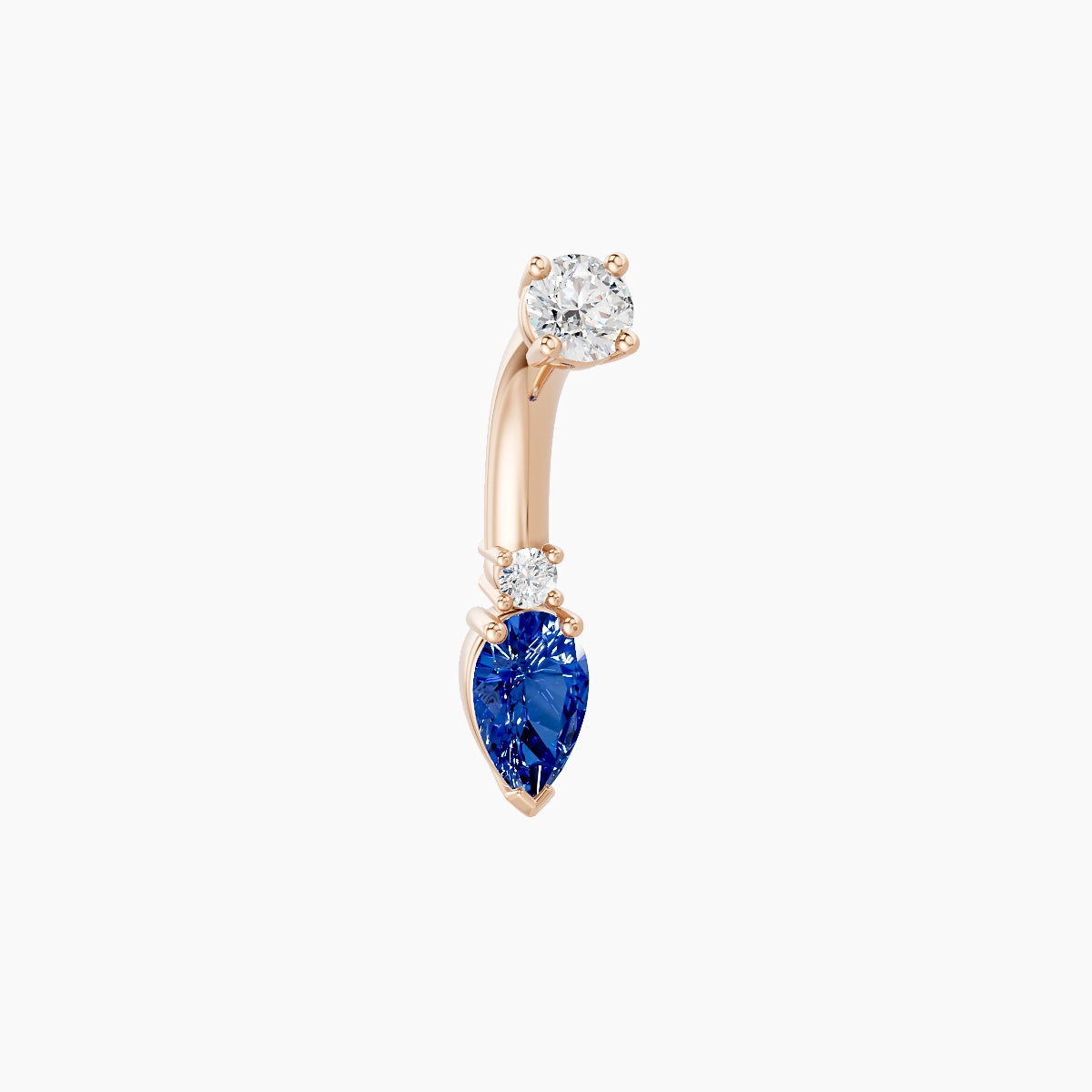 Skadi | 18k Rose Gold 7 mm 6 mm Sapphire & Diamond Belly Piercing