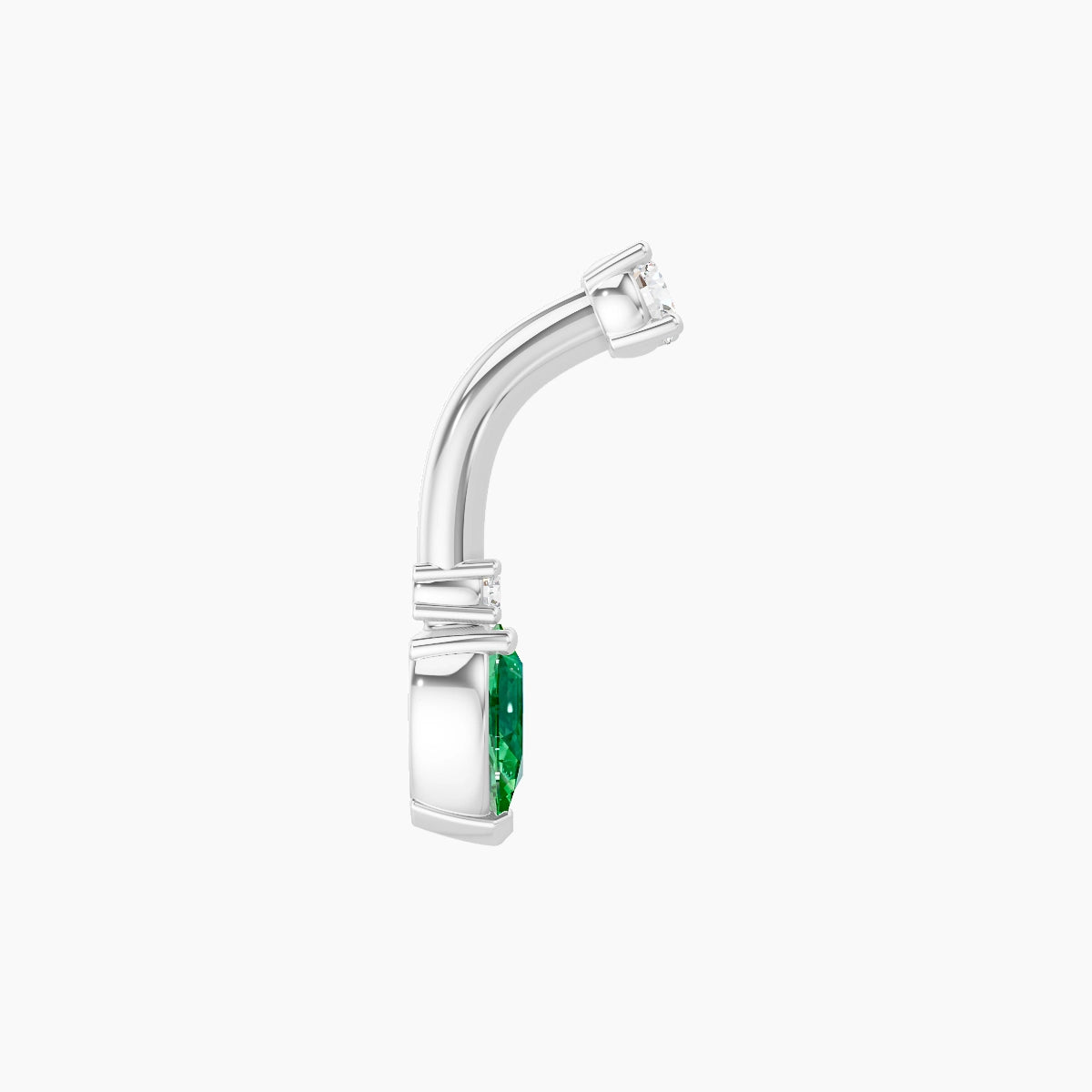 Skadi | 18k White Gold 7 mm 6 mm Emerald & Diamond Belly Piercing