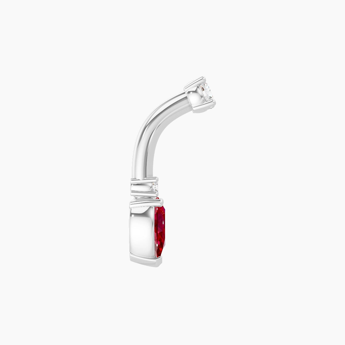 Skadi | 18k White Gold 7 mm 6 mm Ruby & Diamond Belly Piercing