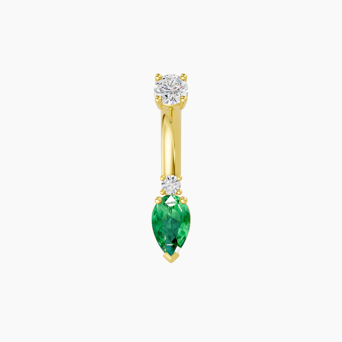 Skadi | 18k Yellow Gold 7 mm 6 mm Emerald & Diamond Belly Piercing