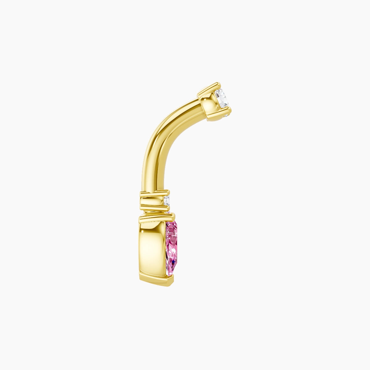Skadi | 18k Yellow Gold 7 mm 6 mm Pink Sapphire & Diamond Belly Piercing