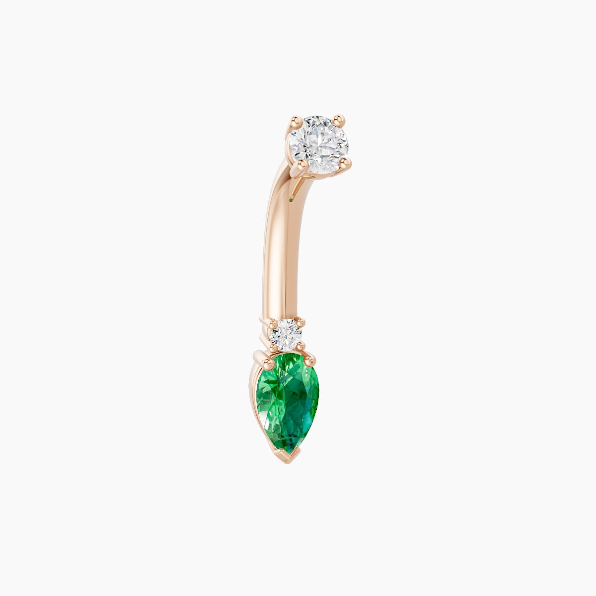 Skadi | 18k Rose Gold 7 mm 8 mm Emerald & Diamond Belly Piercing
