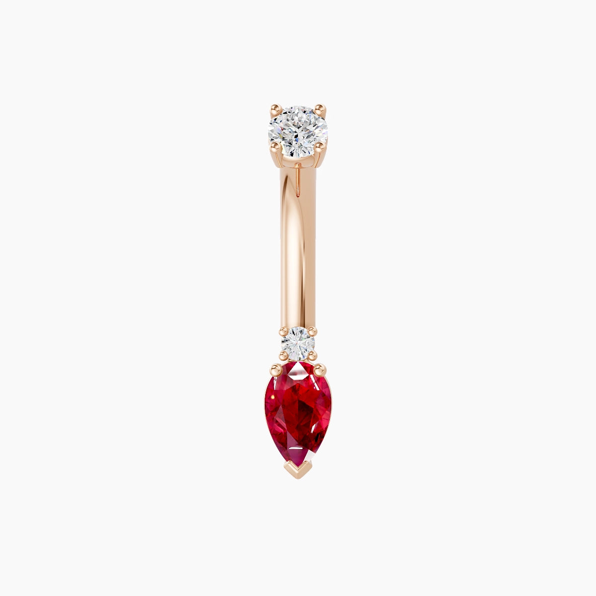 Skadi | 18k Rose Gold 7 mm 8 mm Ruby & Diamond Belly Piercing