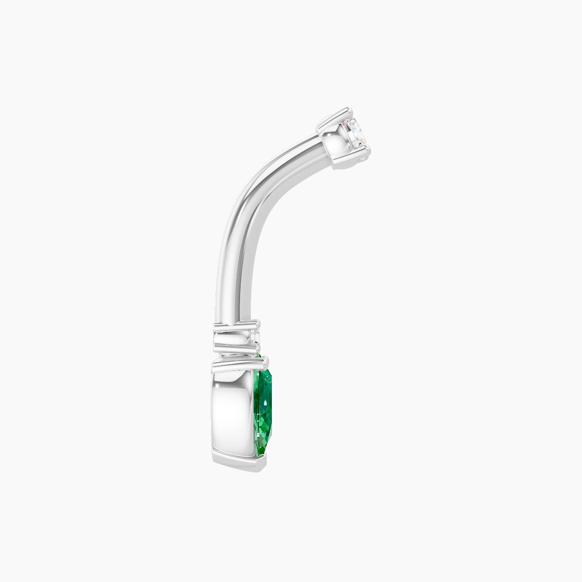 Skadi | 18k White Gold 7 mm 8 mm Emerald & Diamond Belly Piercing
