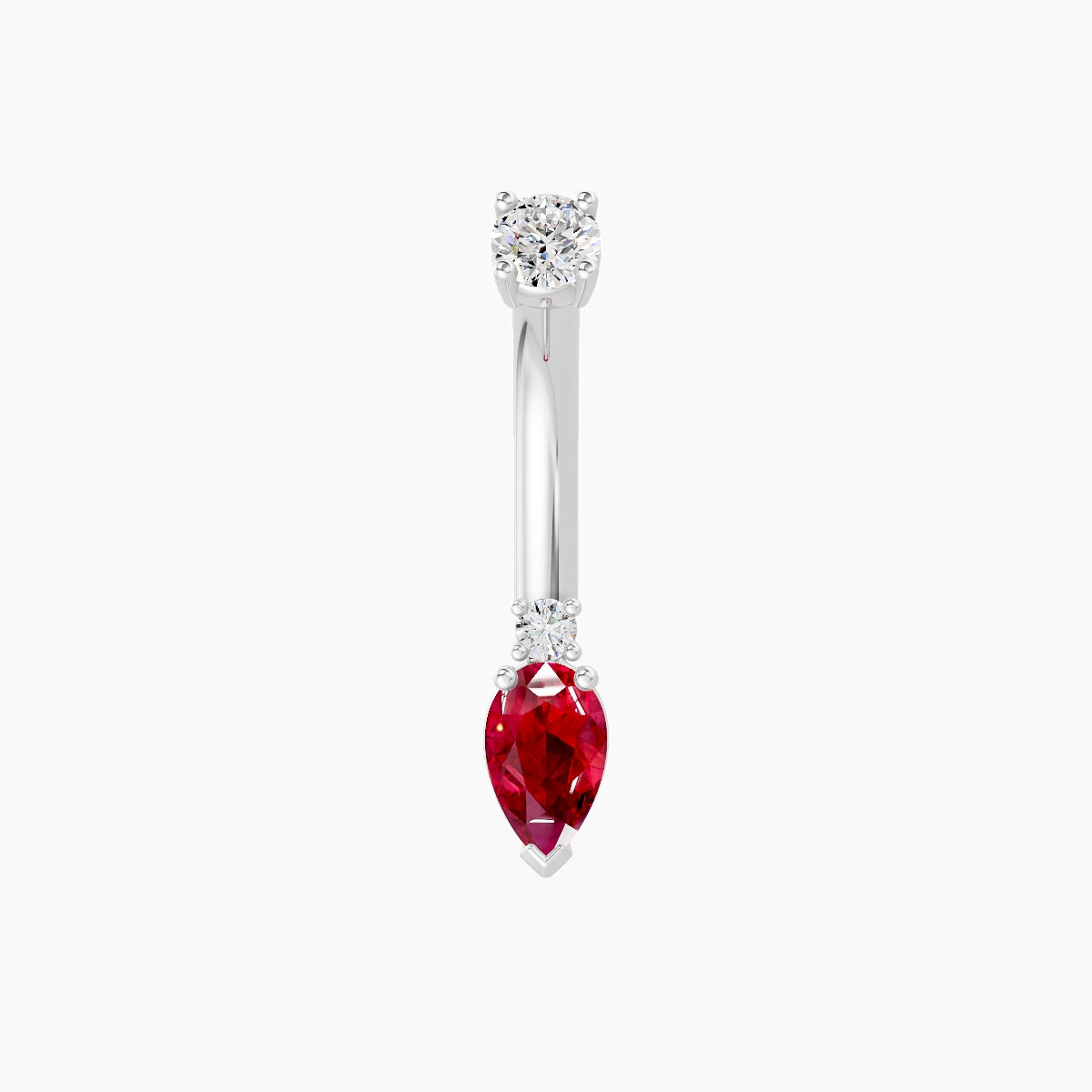 Skadi | 18k White Gold 7 mm 8 mm Ruby & Diamond Belly Piercing