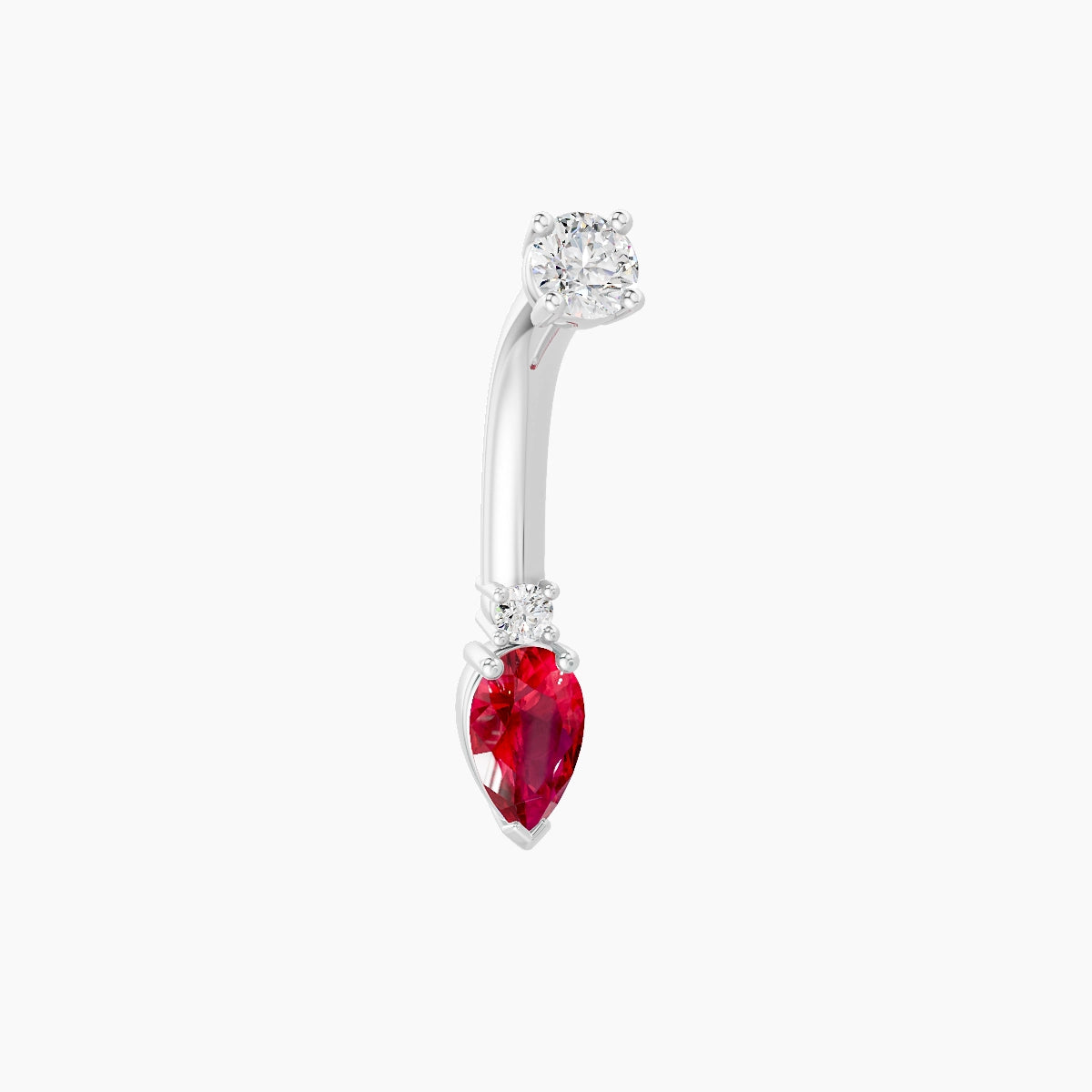 Skadi | 18k White Gold 7 mm 8 mm Ruby & Diamond Belly Piercing