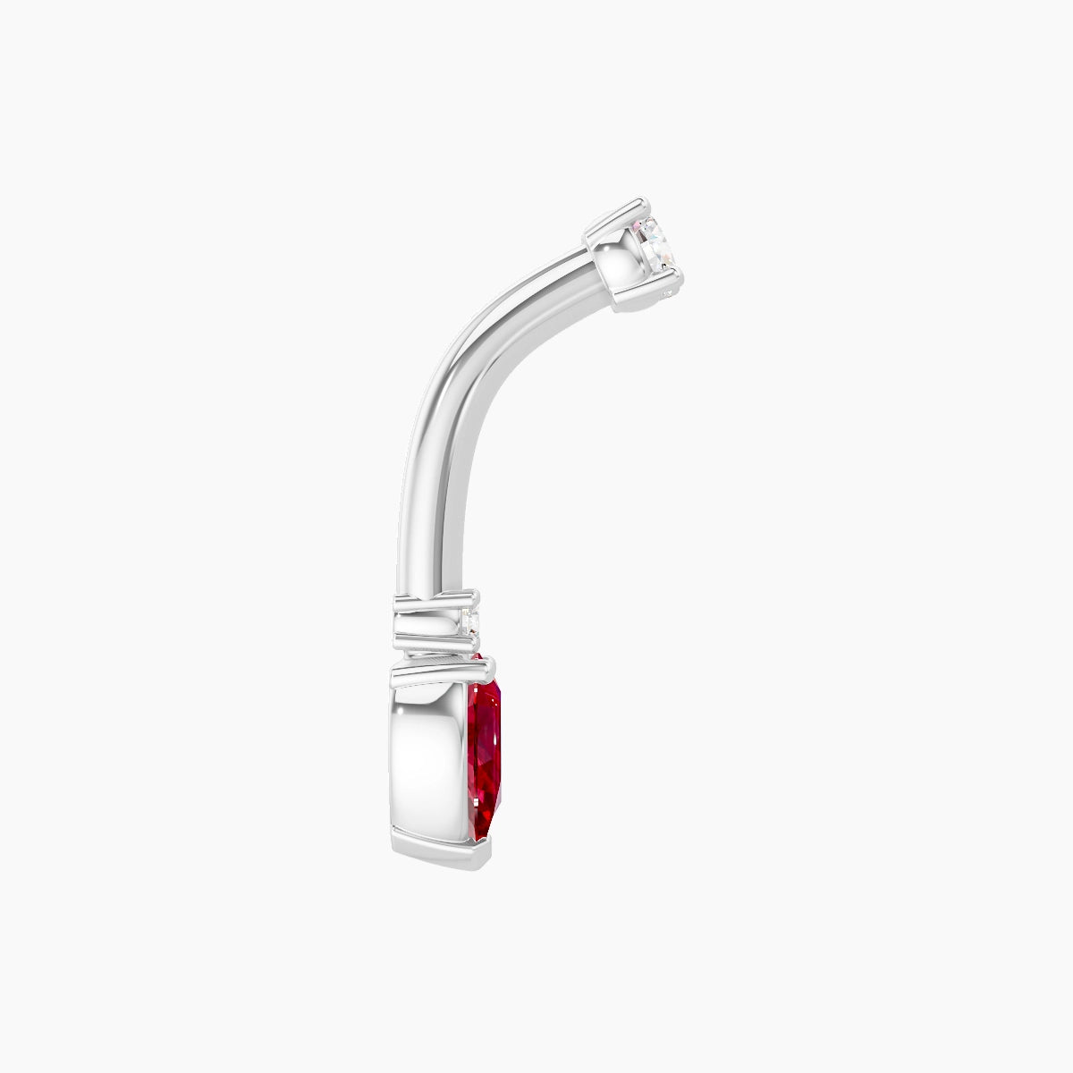 Skadi | 18k White Gold 7 mm 8 mm Ruby & Diamond Belly Piercing