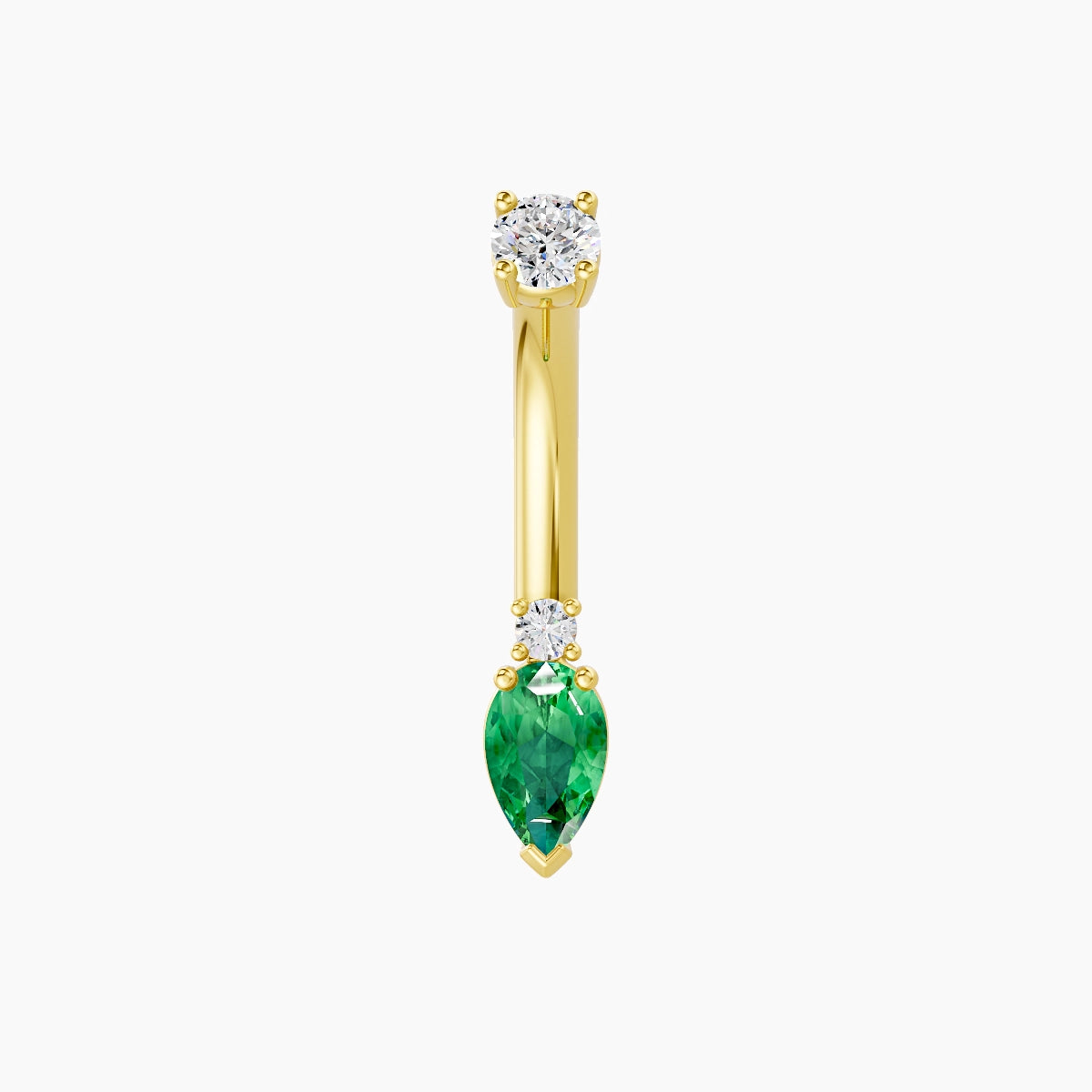 Skadi | 18k Yellow Gold 7 mm 8 mm Emerald & Diamond Belly Piercing