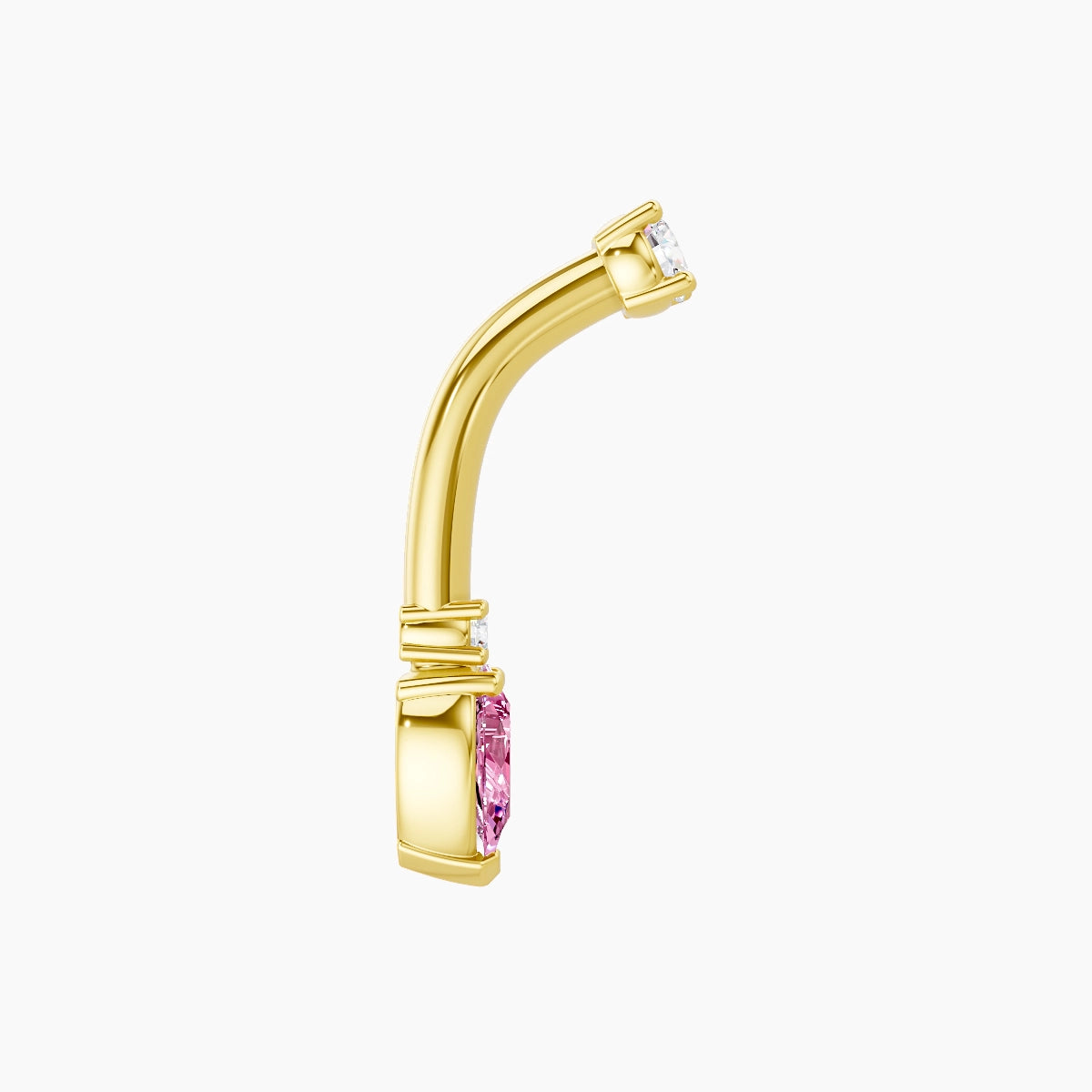 Skadi | 18k Yellow Gold 7 mm 8 mm Pink Sapphire & Diamond Belly Piercing