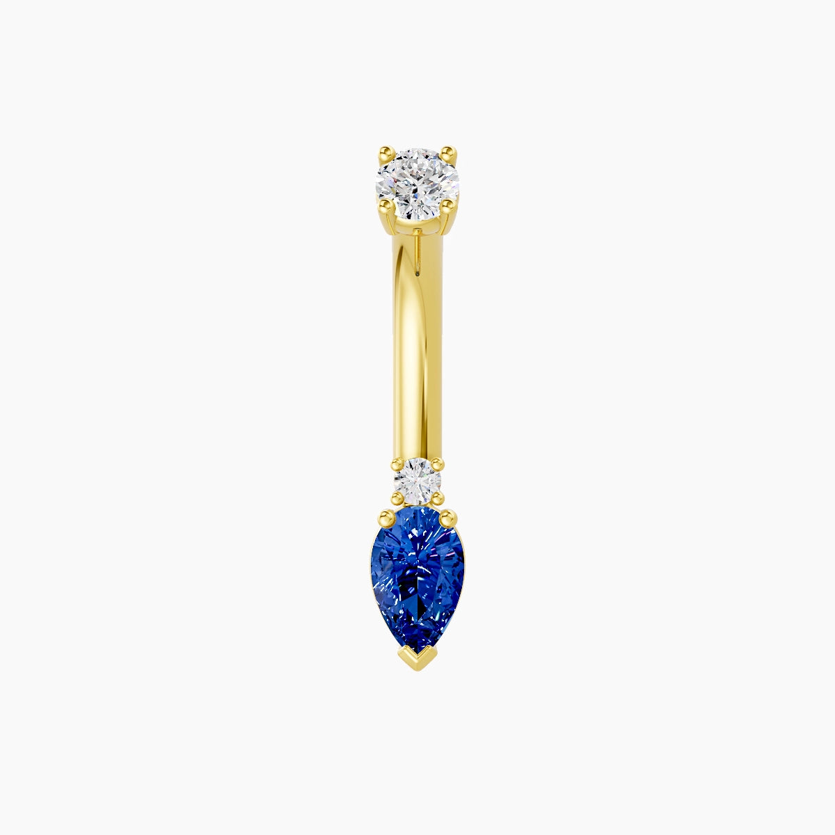Skadi | 18k Yellow Gold 7 mm 8 mm Sapphire & Diamond Belly Piercing