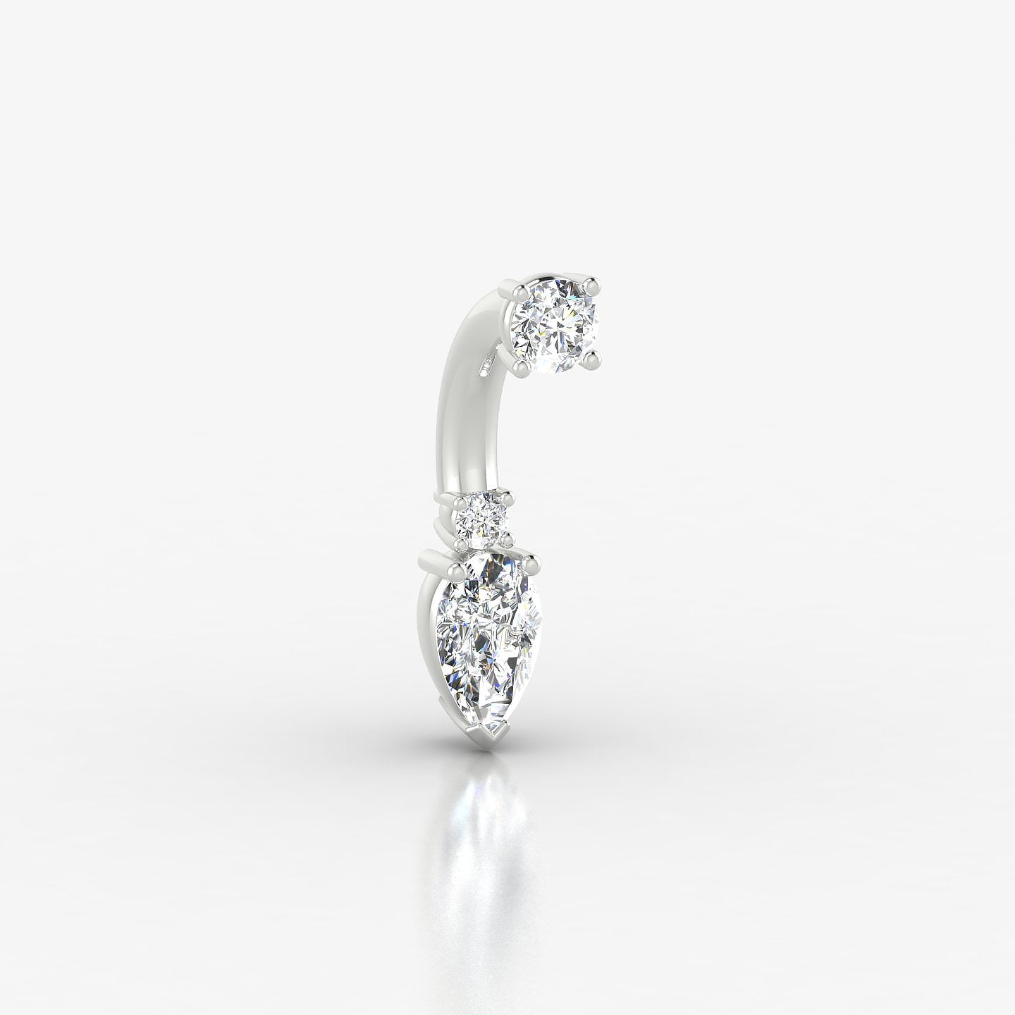 Skadi | 18k White Gold 8 mm 7 mm Diamond Navel Piercing