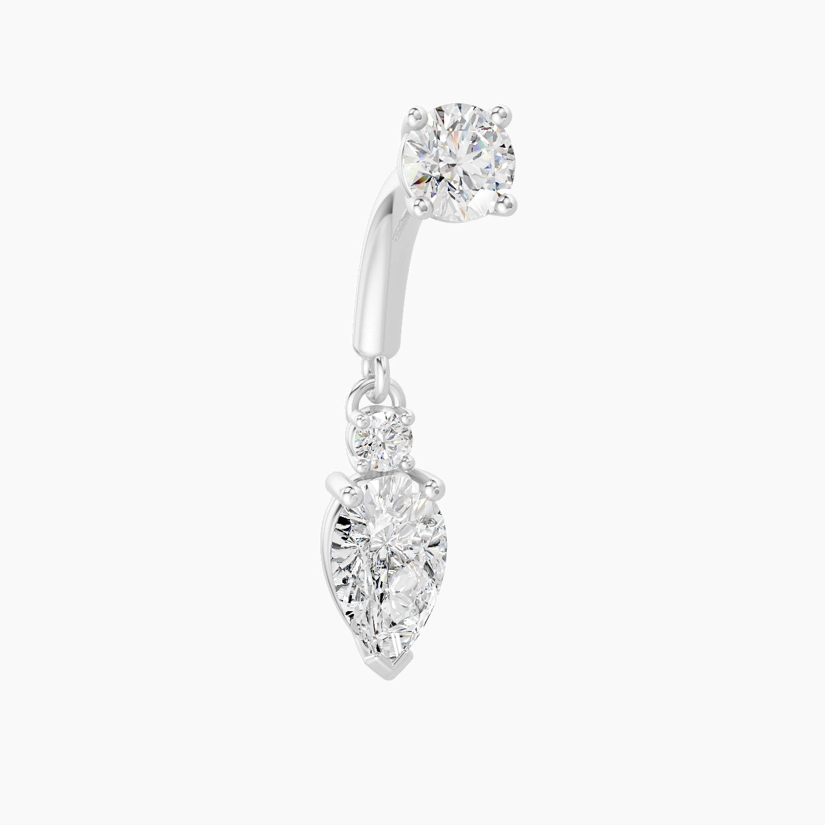 Skadi | Piercing Rook Diamant Or Blanc 18k Hypoallergénique 7 mm 6 mm
