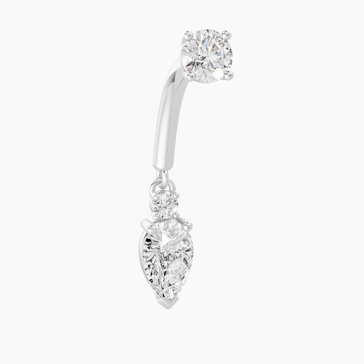 Skadi | Piercing Rook Diamant Or Blanc 18k Hypoallergénique 7 mm 8 mm
