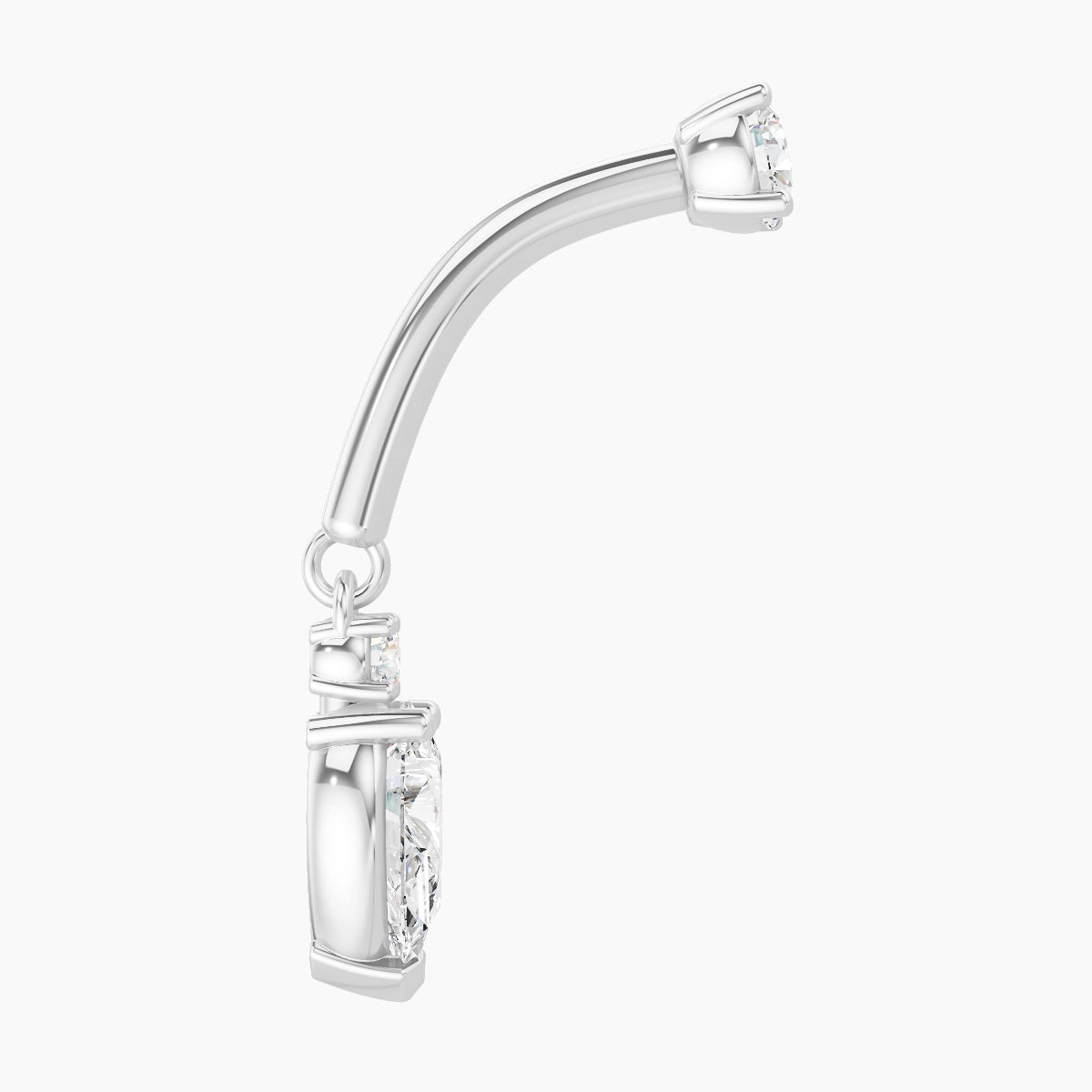 Skadi | Piercing Rook Diamant Or Blanc 18k Hypoallergénique 7 mm 8 mm