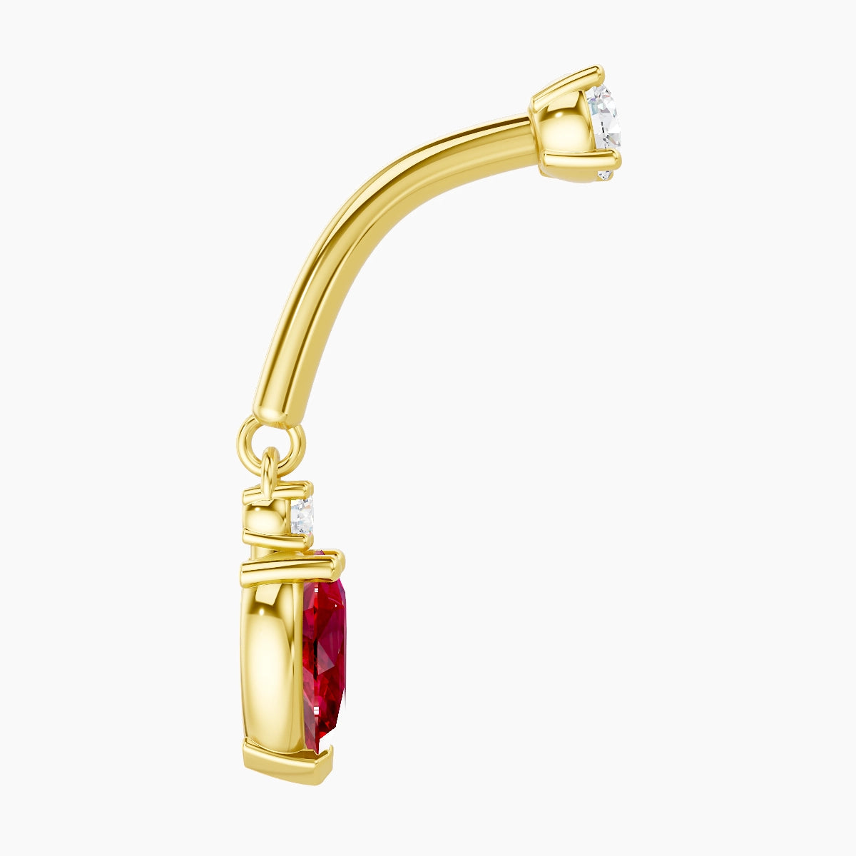 Skadi | 18k Yellow Gold 8 mm Ruby & Diamond Rook Piercing