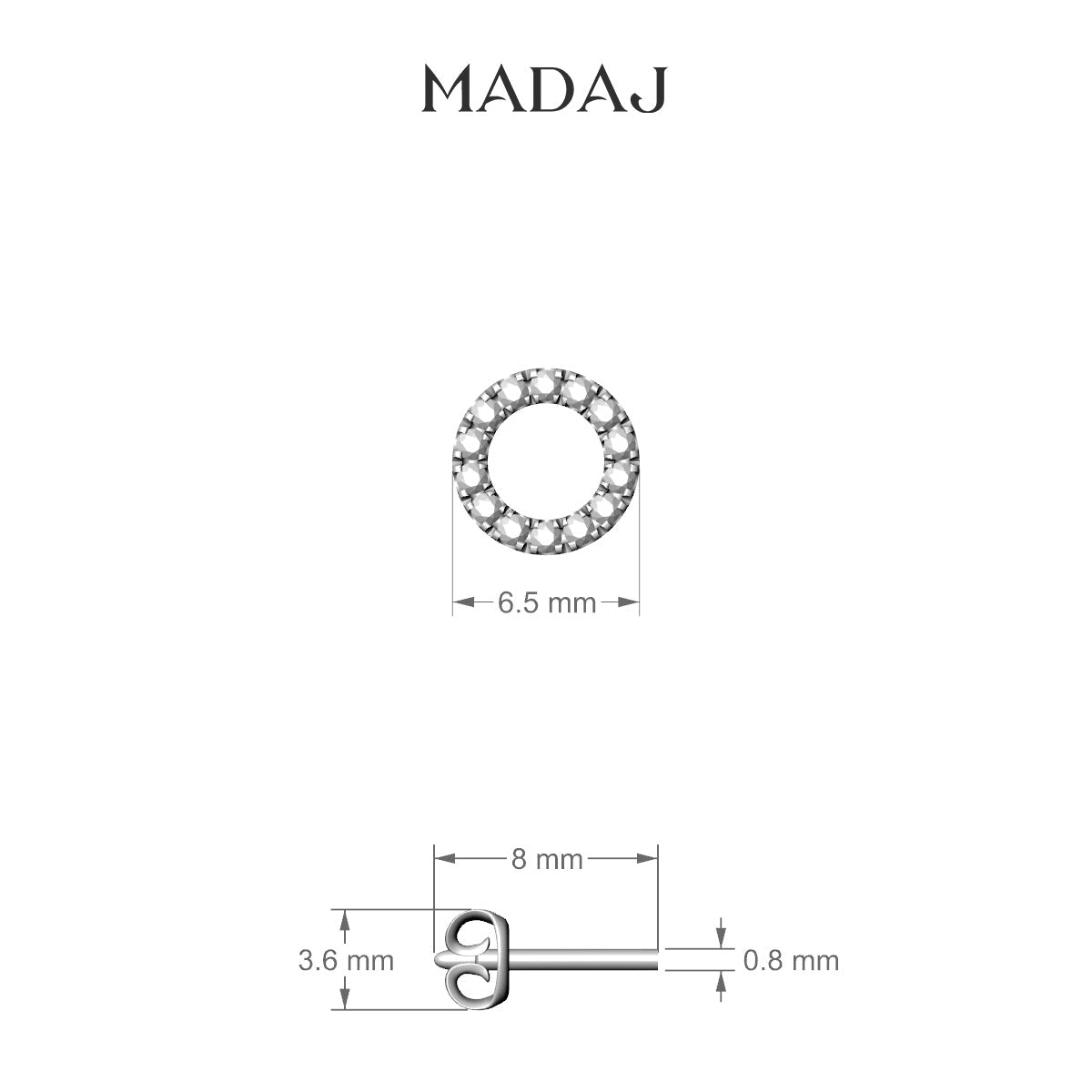 Sulis | 18k White Gold 6.5 mm Diamond Earring