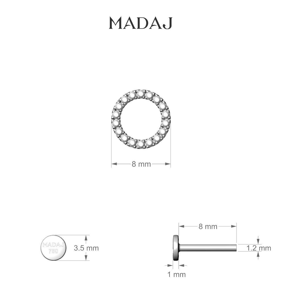 Sulis | 18k Rose Gold 8 mm 8 mm Ruby Piercing