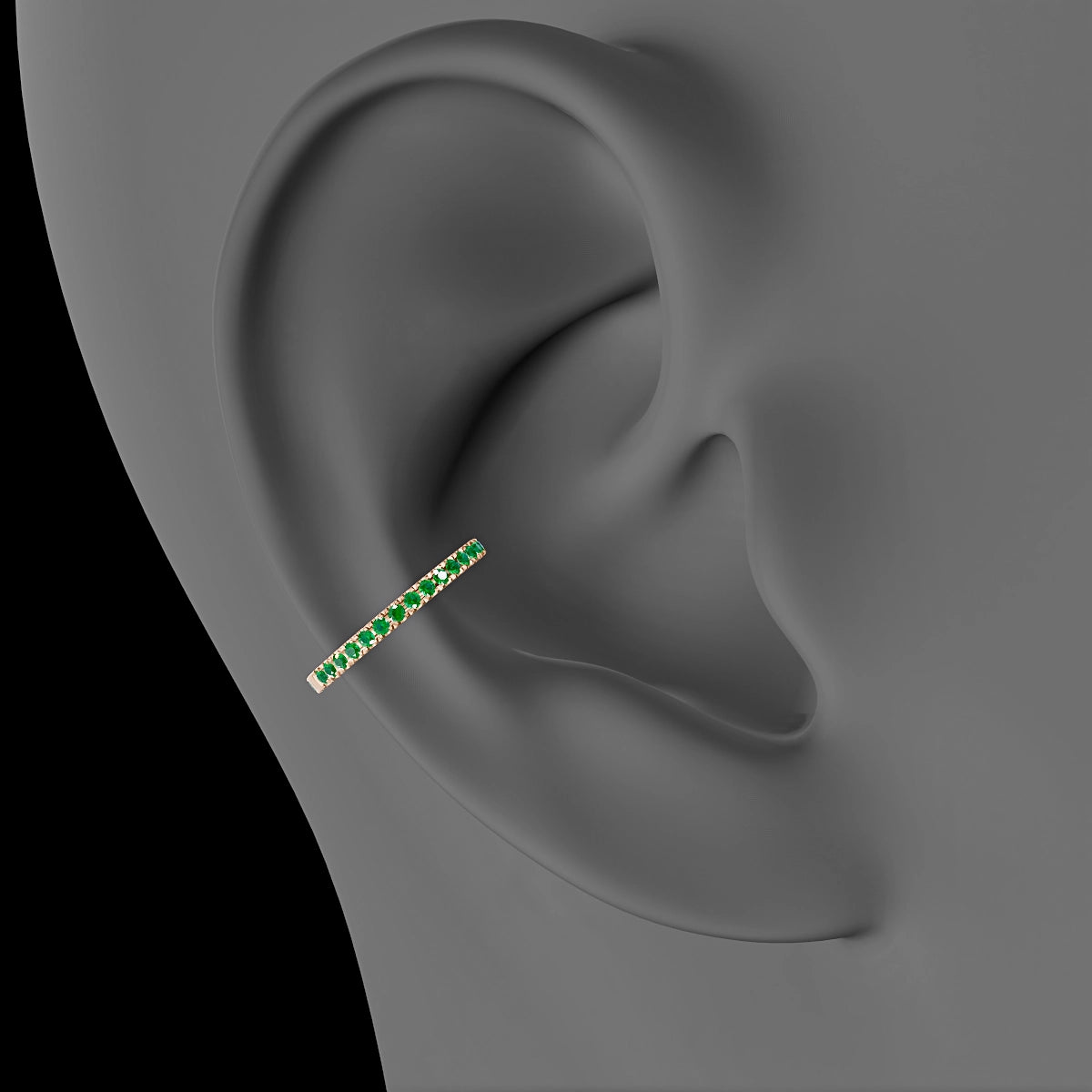Terra | 18k Rose Gold 11 mm Emerald Hoop Piercing
