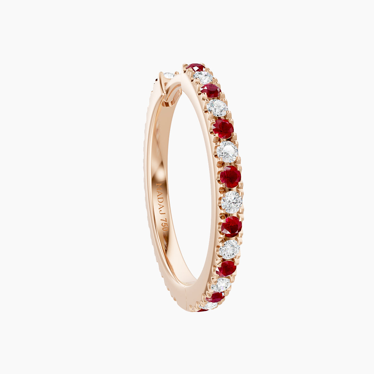 Terra | 18k Rose Gold 11 mm Ruby & Diamond Hoop Piercing