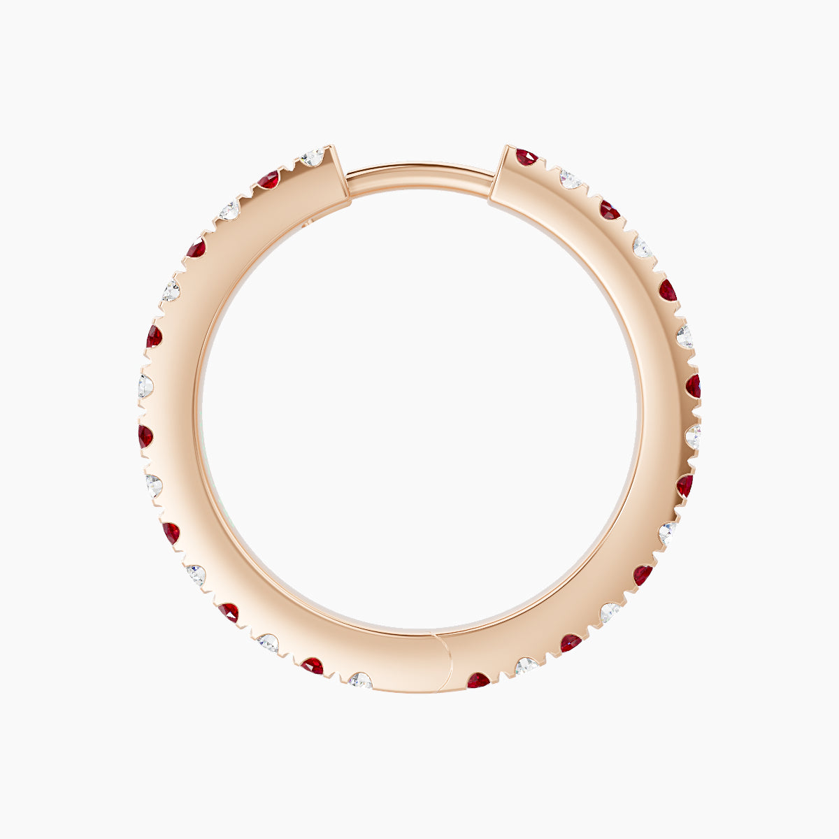 Terra | 18k Rose Gold 11 mm Ruby & Diamond Hoop Piercing