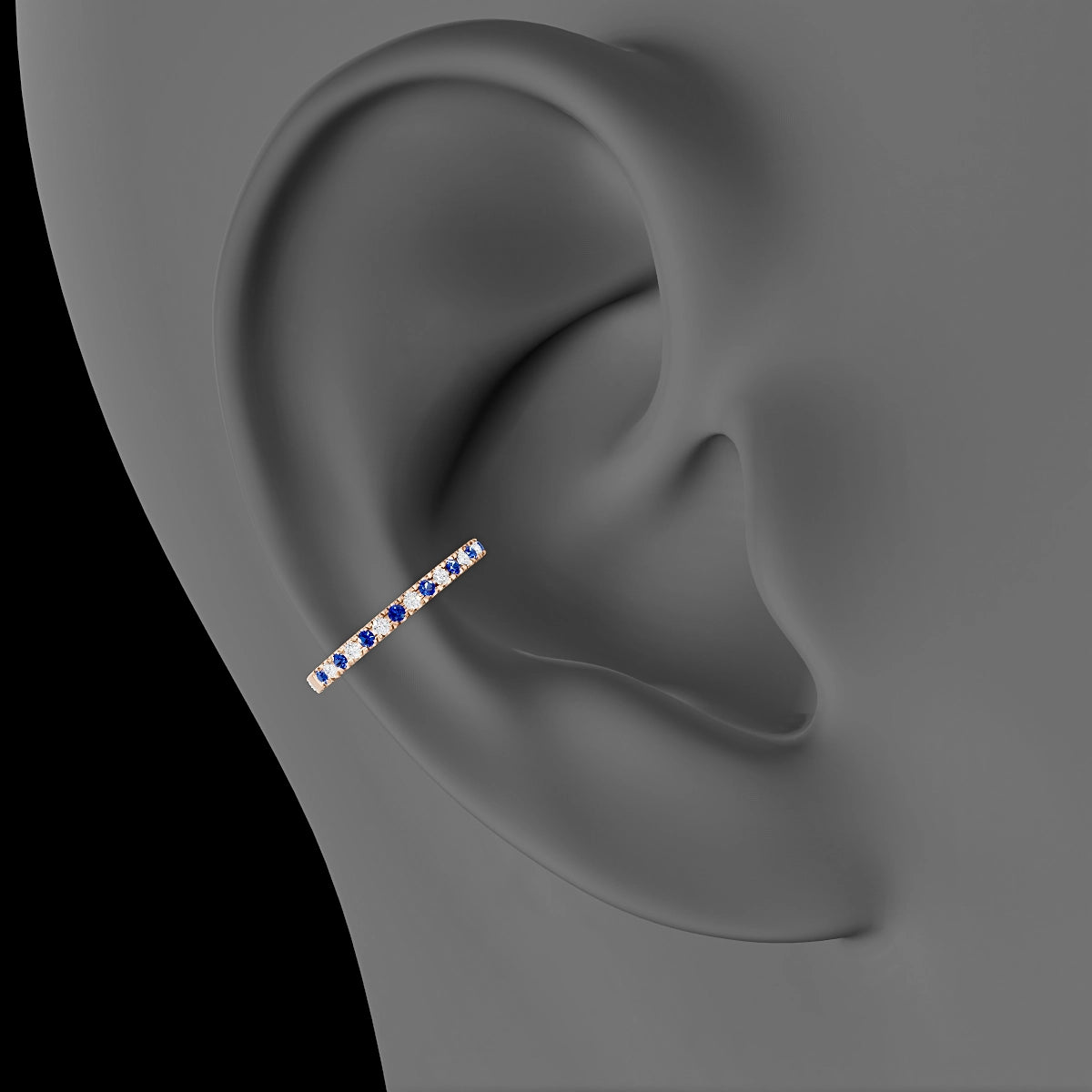 Terra | 18k Rose Gold 11 mm Sapphire & Diamond Hoop Piercing