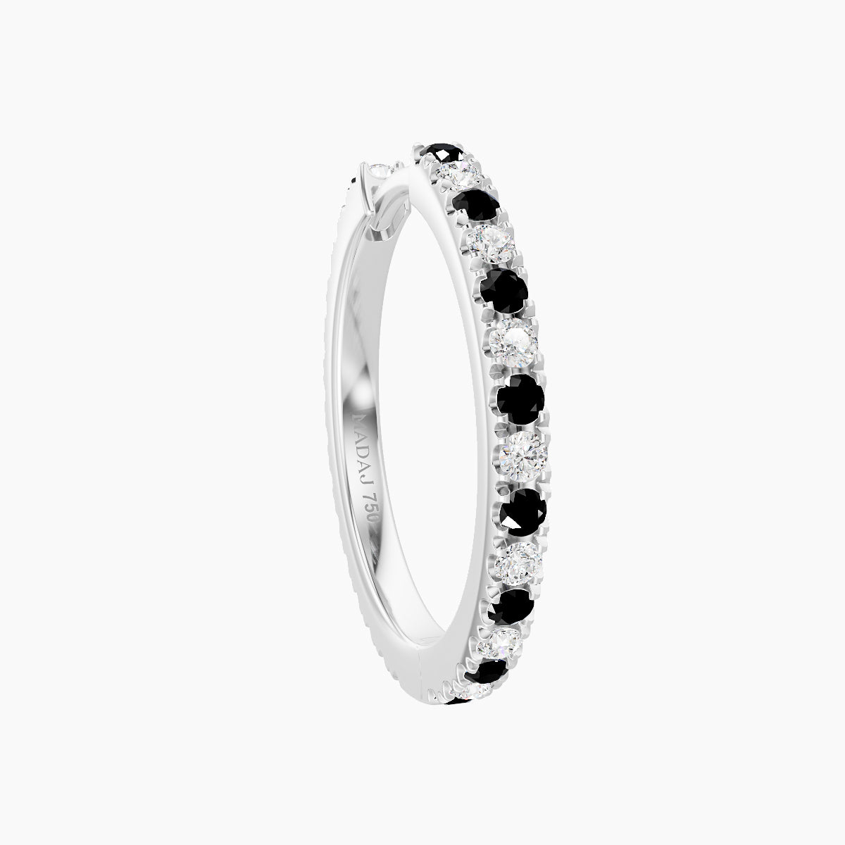 Terra | 18k White Gold 11 mm Black Diamond & Diamond Hoop Piercing