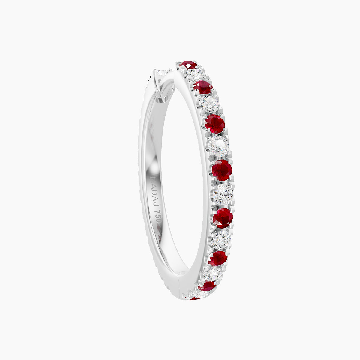 Terra | 18k White Gold 11 mm Ruby & Diamond Hoop Piercing