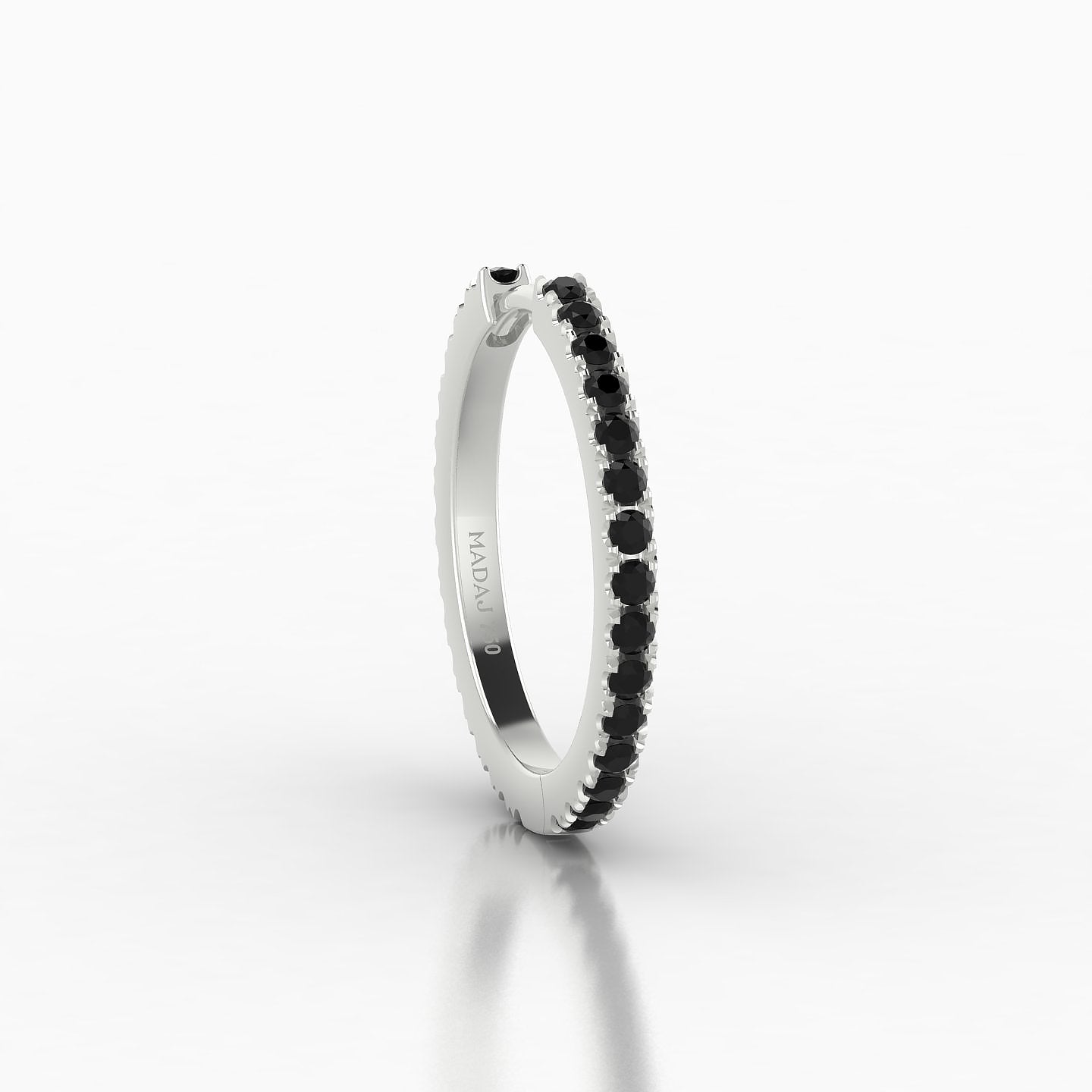 Terra | 18k White Gold 11 mm Black Diamond Hoop Piercing