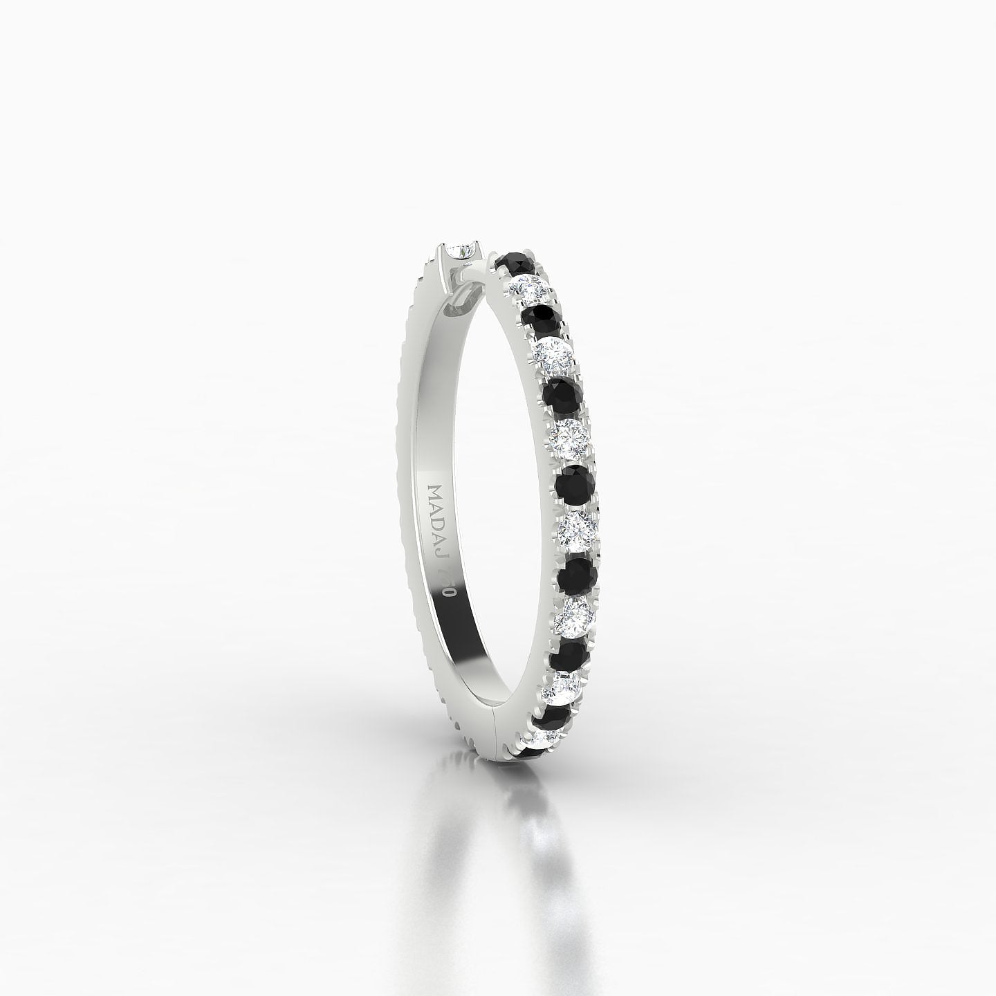 Terra | 18k White Gold 11 mm Black Diamond & Diamond Hoop Piercing