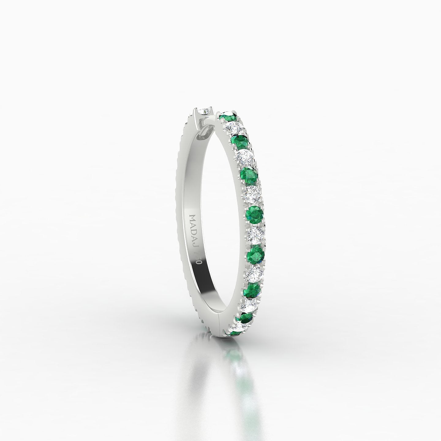 Terra | 18k White Gold 11 mm Emerald & Diamond Hoop Piercing