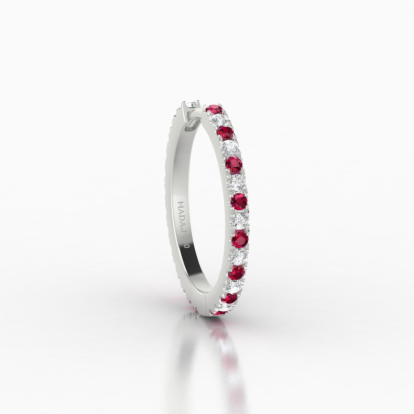 Terra | 18k White Gold 11 mm Ruby & Diamond Hoop Piercing