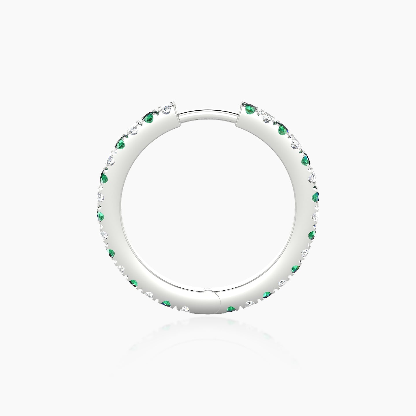 Terra | 18k White Gold 11 mm Emerald & Diamond Hoop Piercing