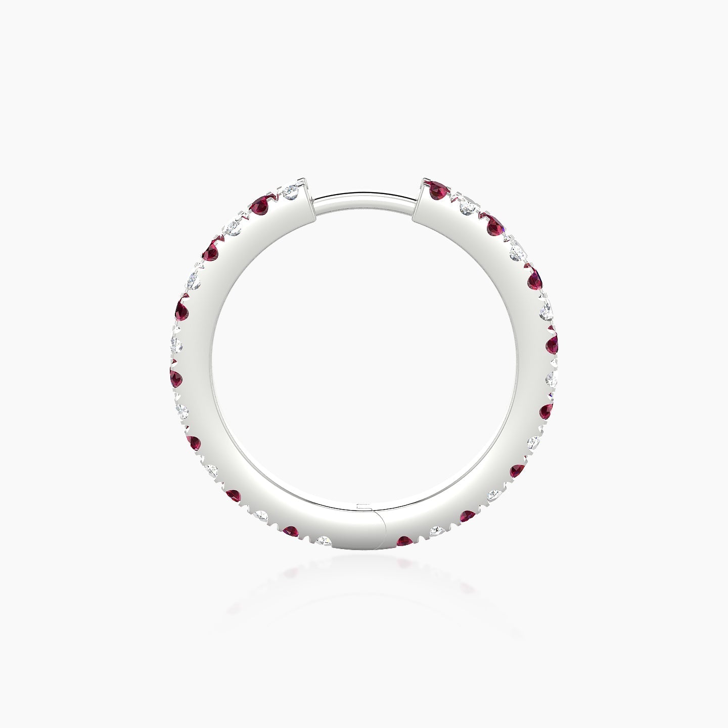 Terra | 18k White Gold 11 mm Ruby & Diamond Hoop Piercing