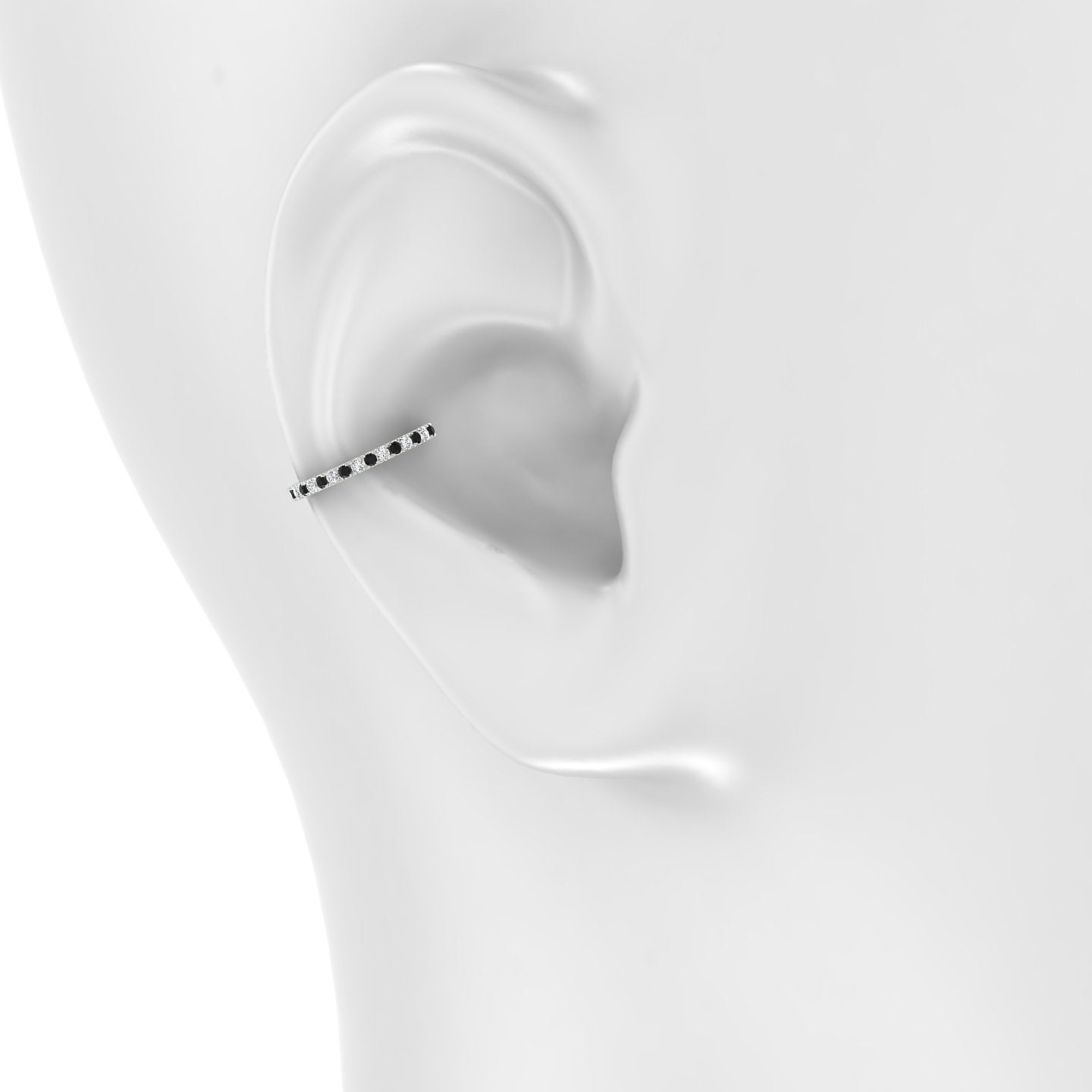 Terra | 18k White Gold 11 mm Black Diamond & Diamond Hoop Piercing