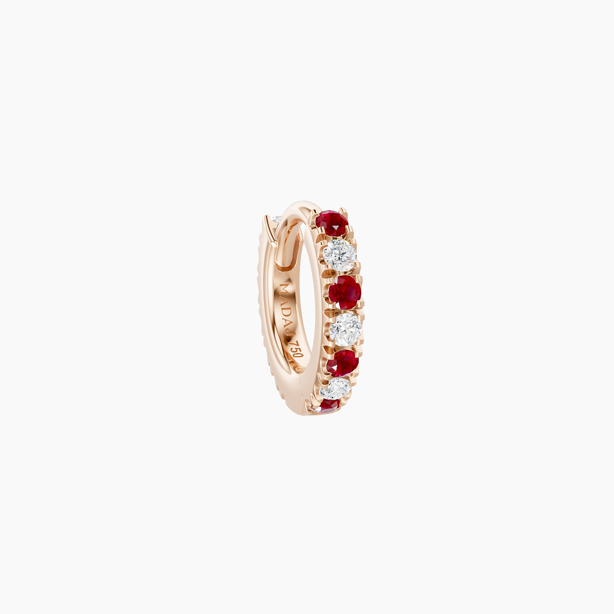 Terra | 18k Rose Gold 5 mm Ruby & Diamond Hoop Piercing
