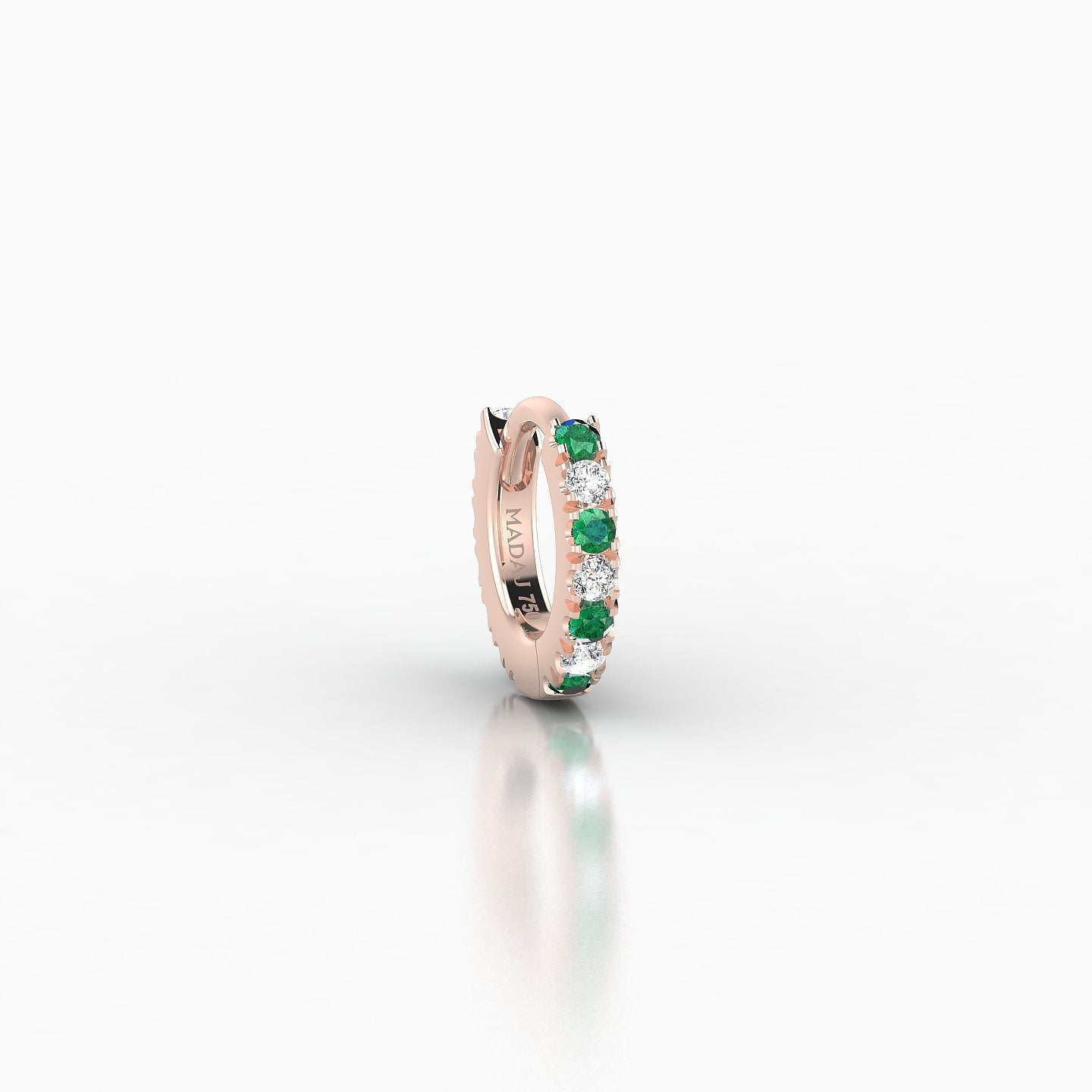 Terra | 18k Rose Gold 5 mm Emerald & Diamond Hoop Piercing