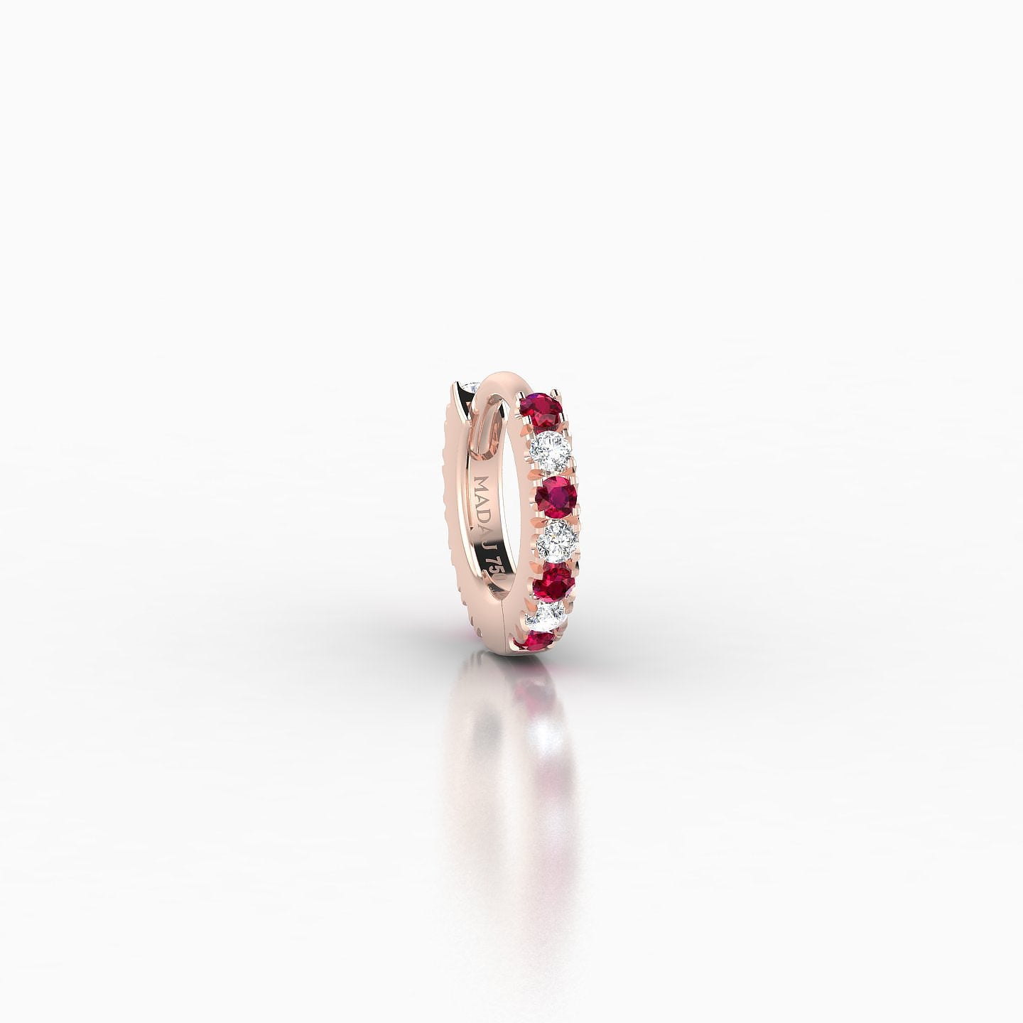 Terra | 18k Rose Gold 5 mm Ruby & Diamond Hoop Piercing