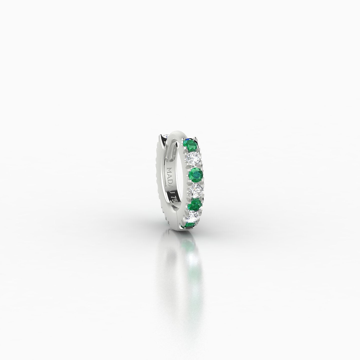 Terra | 18k White Gold 5 mm Emerald & Diamond Hoop Piercing