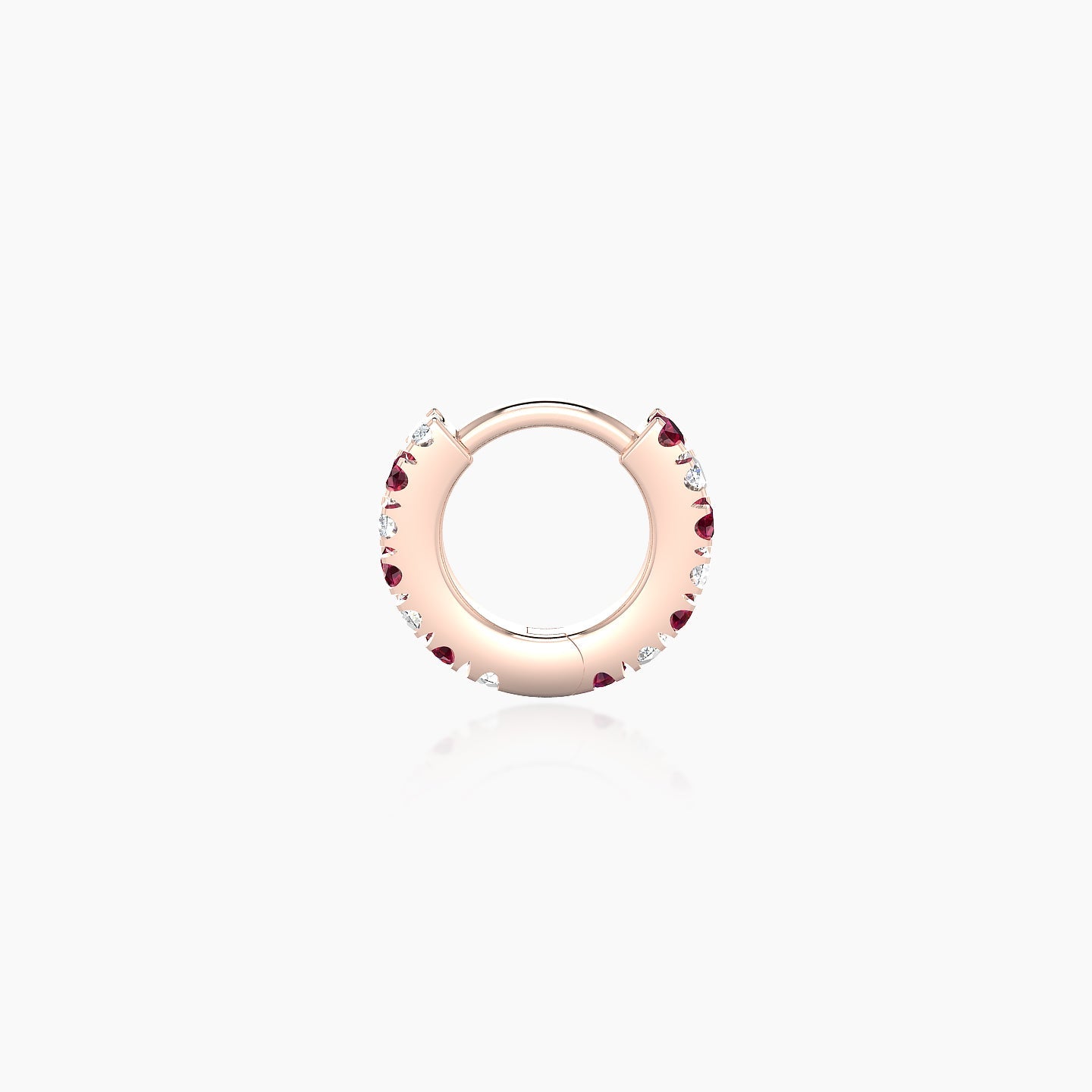 Terra | 18k Rose Gold 5 mm Ruby & Diamond Hoop Piercing