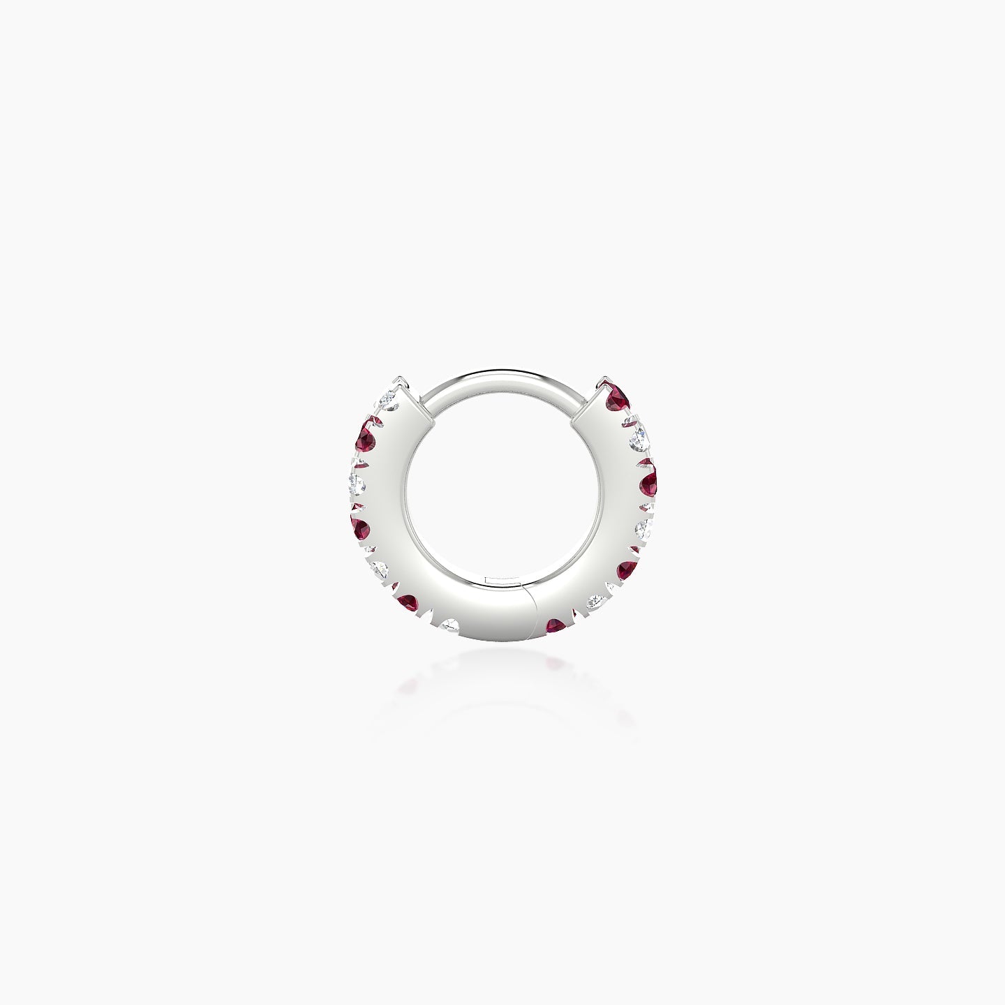 Terra | 18k White Gold 5 mm Ruby & Diamond Hoop Piercing