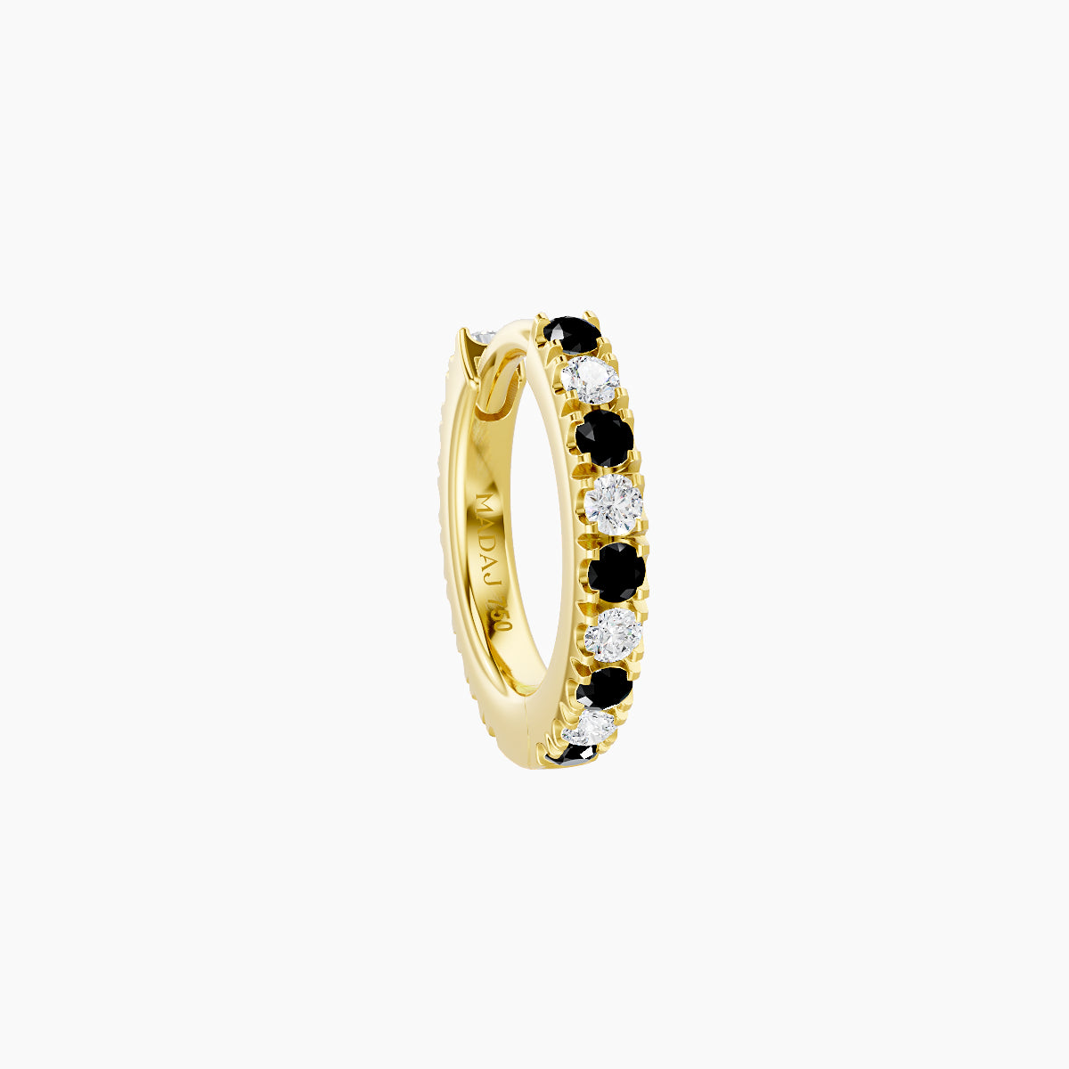 Terra | 18k Yellow Gold 6.5 mm Black Diamond & Diamond Hoop Piercing