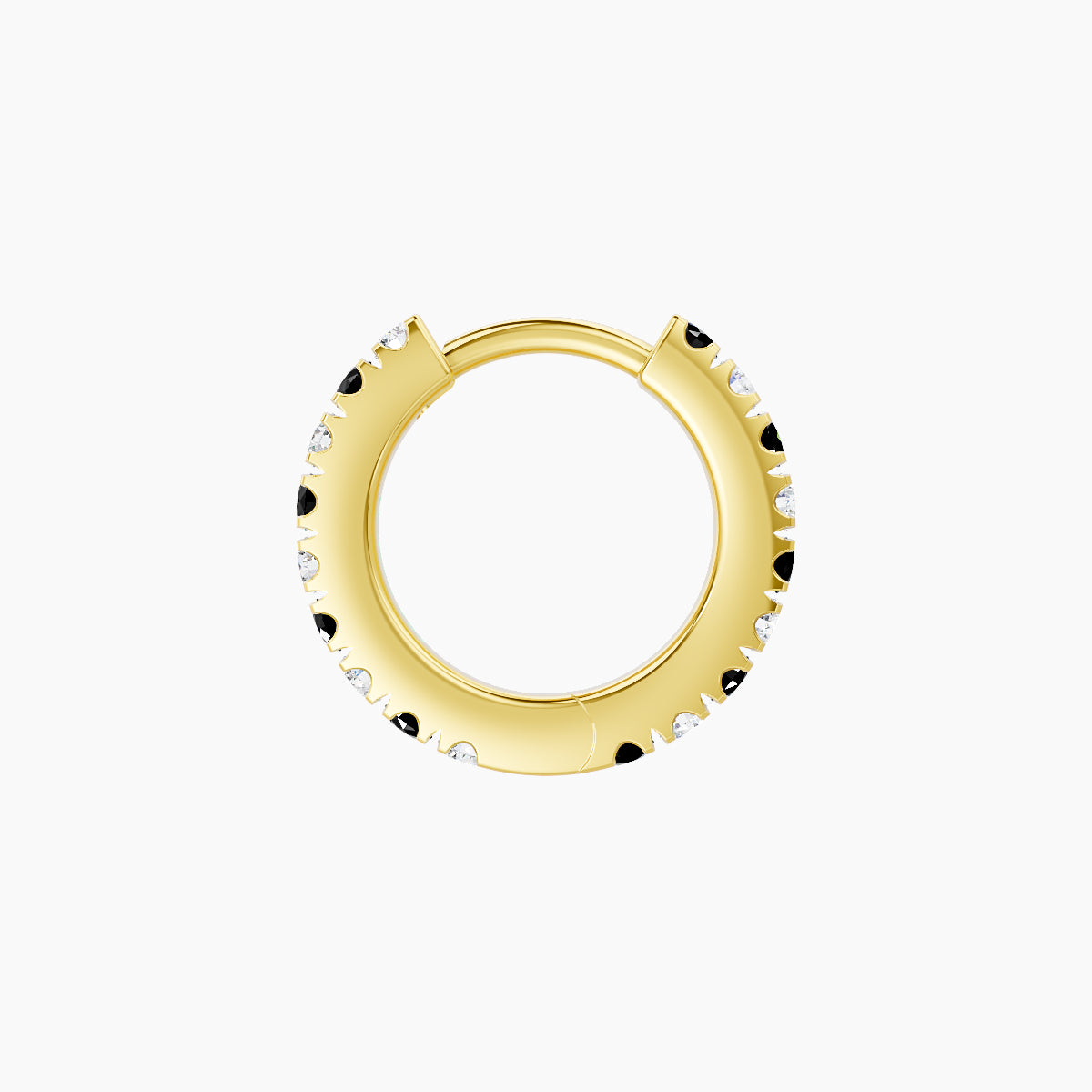 Terra | 18k Yellow Gold 6.5 mm Black Diamond & Diamond Hoop Piercing