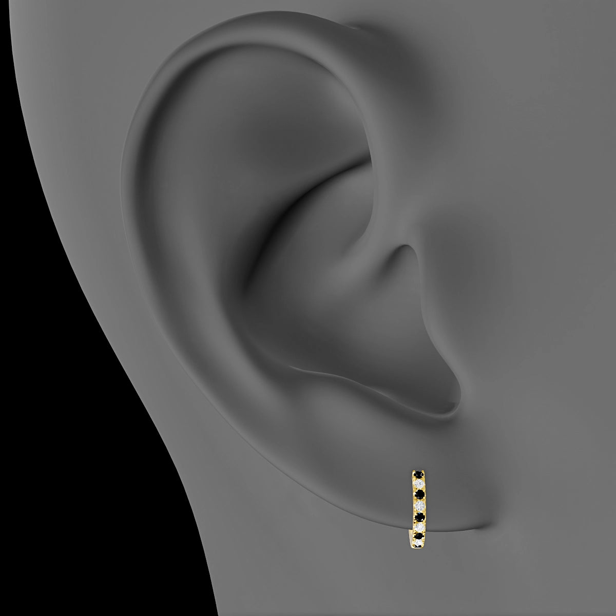 Terra | 18k Yellow Gold 6.5 mm Black Diamond & Diamond Hoop Piercing