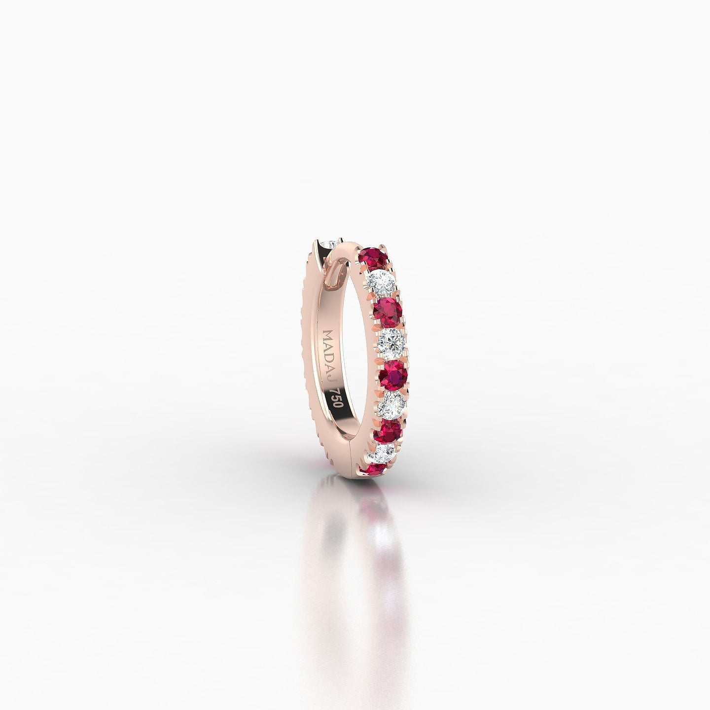 Terra | 18k Rose Gold 6.5 mm Ruby & Diamond Hoop Piercing